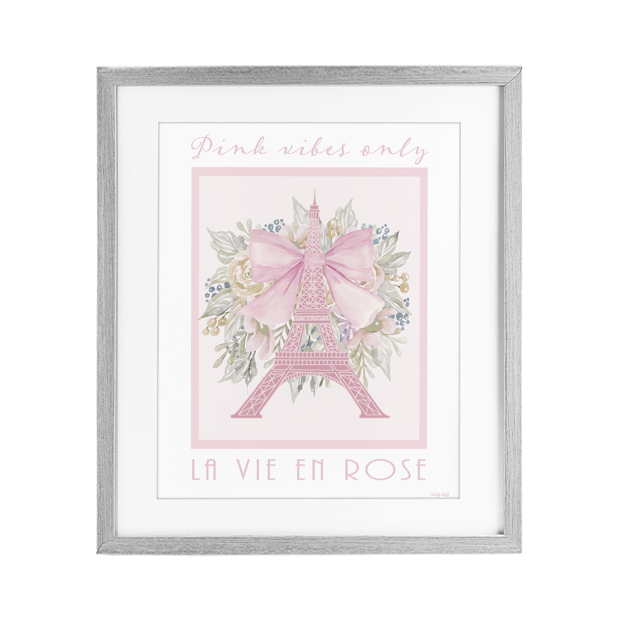 Stupell Industries Pink Vibes Only Paris Gray Framed Print Under Glass, design by Cindy Jacobs