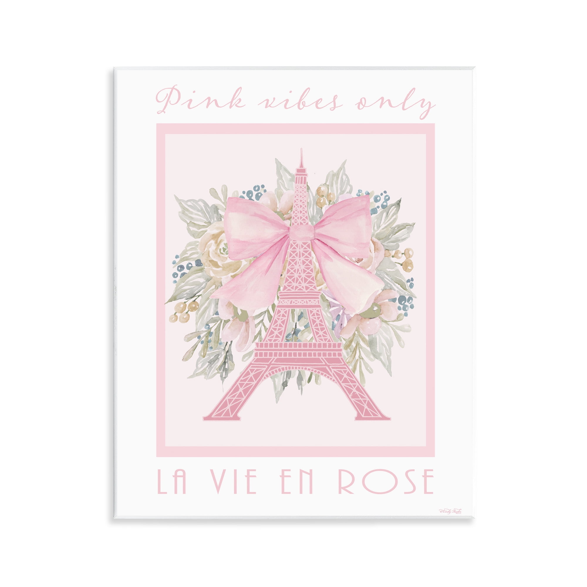 Stupell Industries Pink Vibes Only Paris Wall Plaque Art, design by Cindy Jacobs
