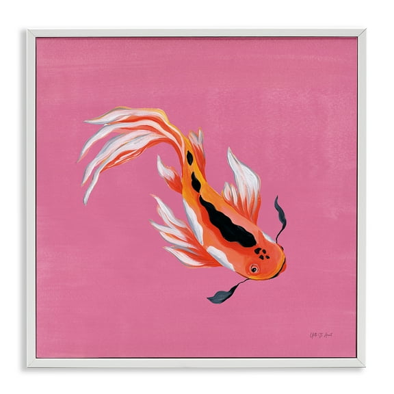 Stupell Industries Pink Vibrant Koi Fish White Framed Giclee Art design by Yvette St. Amant, 12 x 12
