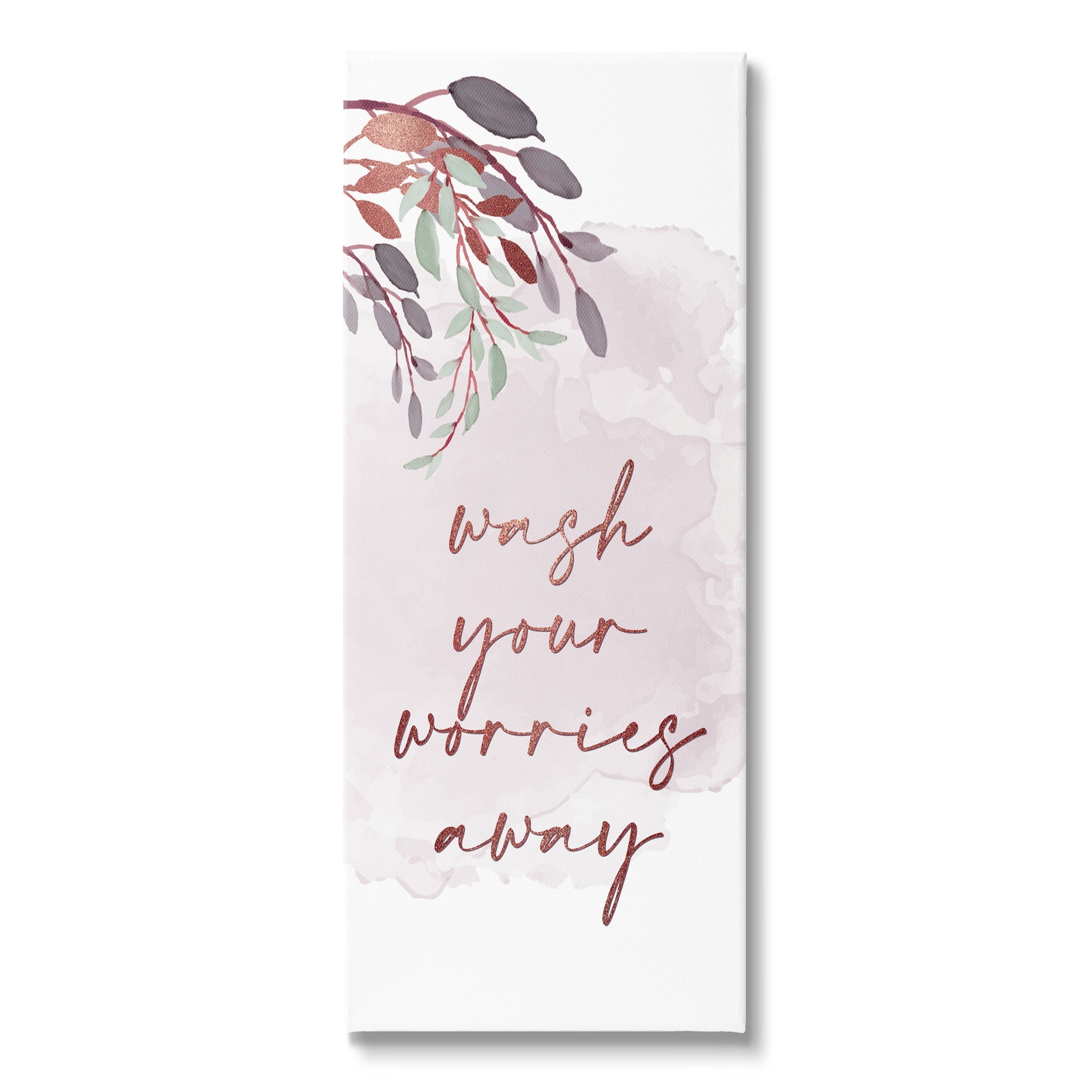 Stupell Industries Pink Wash Worries Away Botanical & Floral Painting Gallery Wrapped Canvas Art Print Wall Art, 20 x 48