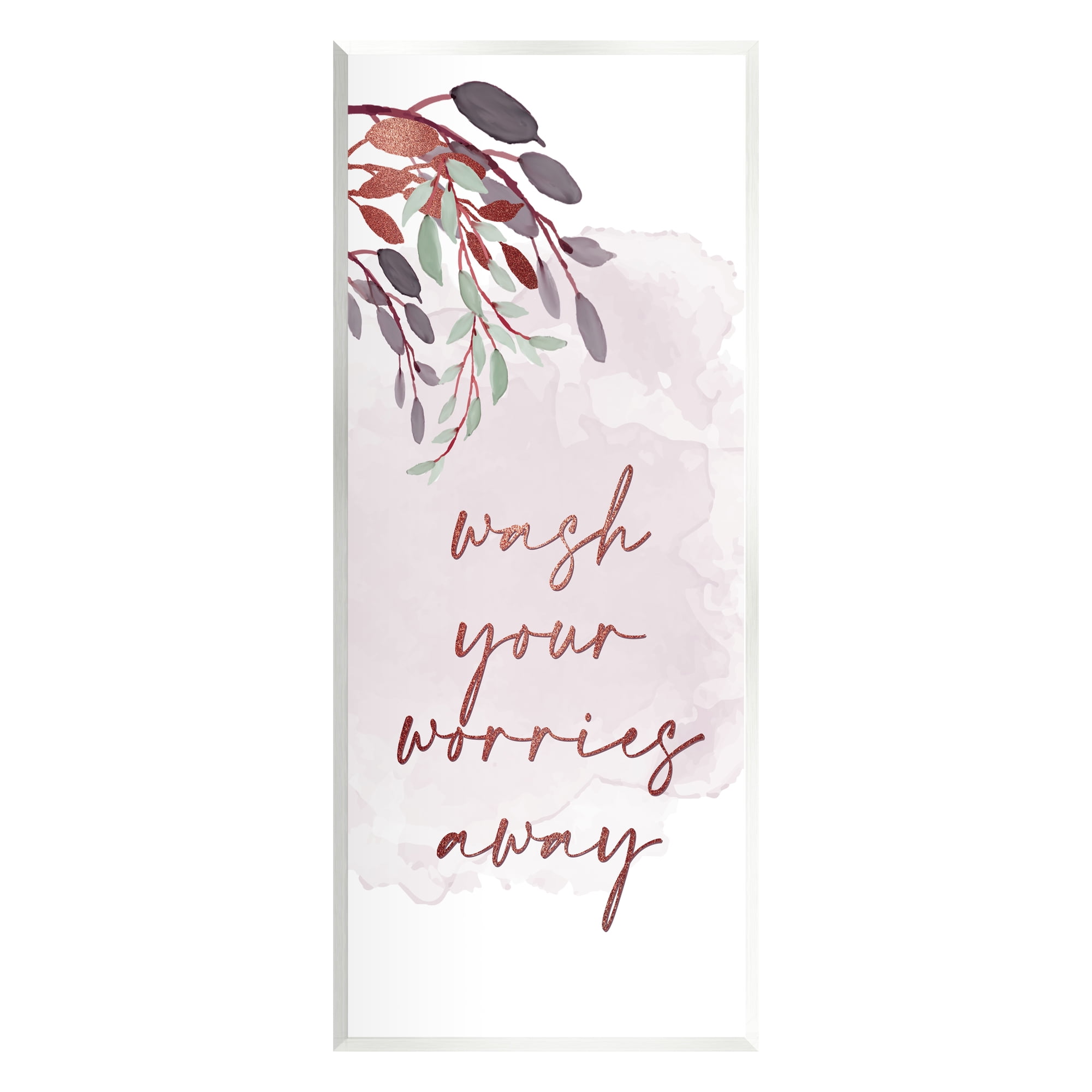 Stupell Industries Pink Wash Worries Away Botanical & Floral Painting Unframed Art Print Wall Art, 7 x 17