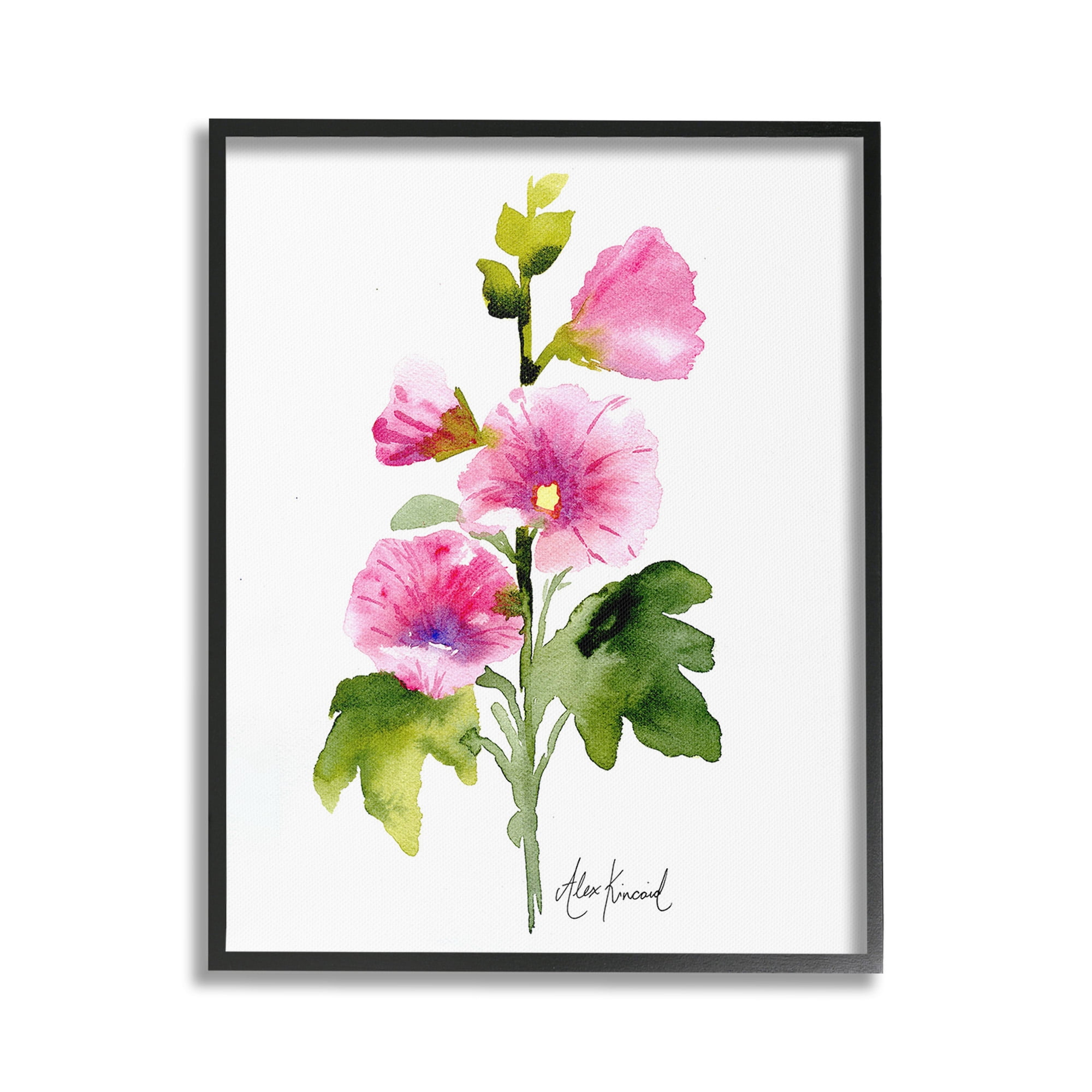 Stupell Industries Pink Watercolor Blossoms Botanical & Floral Painting Black Framed Art Print Wall Art, 24 x 30
