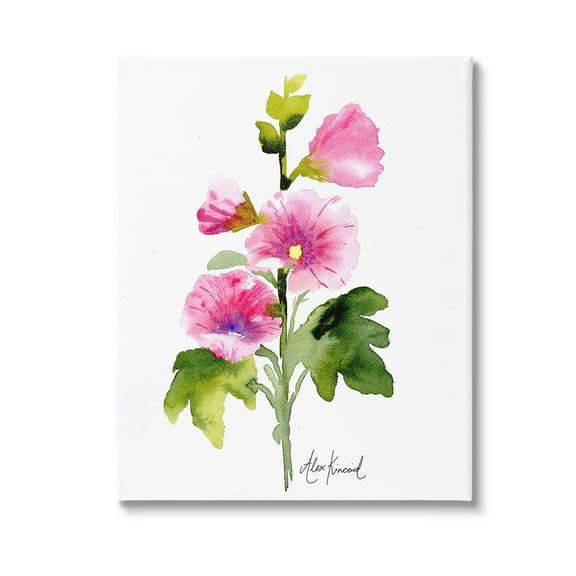 Stupell Industries Pink Watercolor Blossoms Botanical & Floral Painting Gallery Wrapped Canvas Art Print Wall Art, 16 x 20