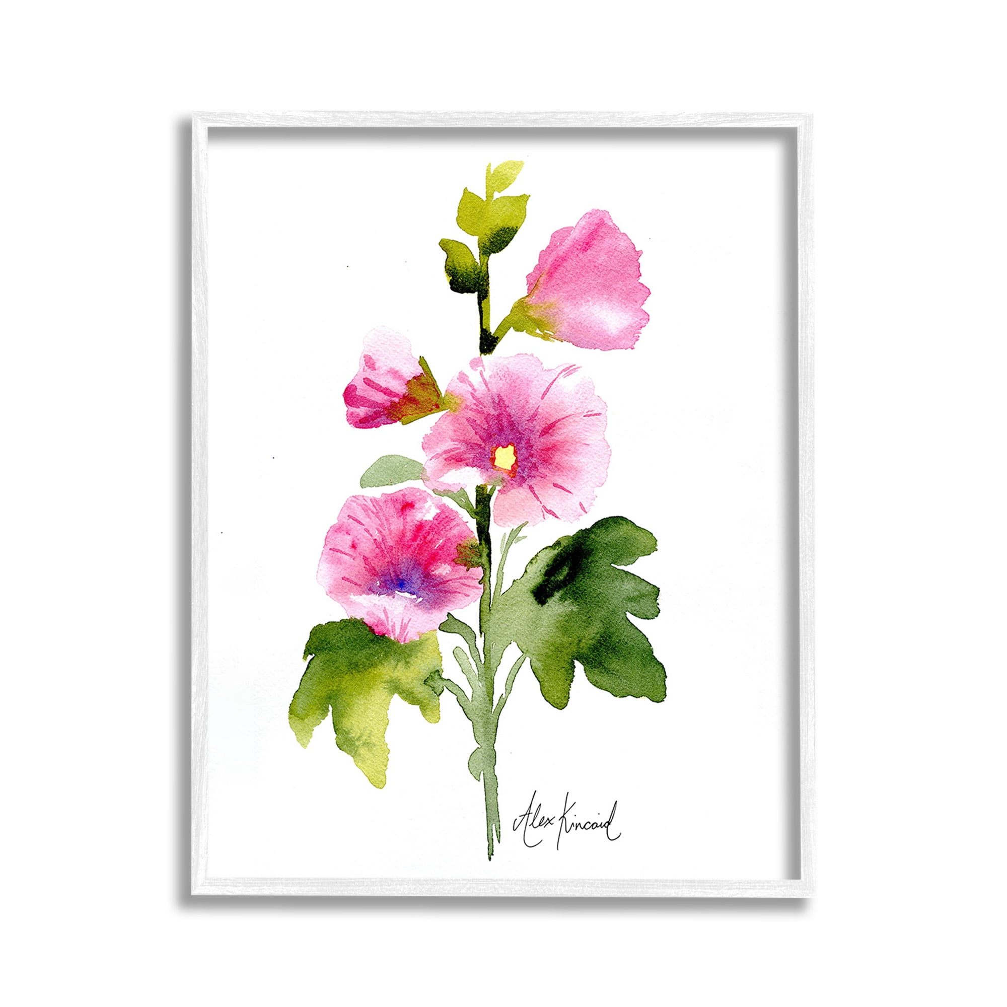 Stupell Industries Pink Watercolor Blossoms Botanical & Floral Painting White Framed Art Print Wall Art, 11 x 14