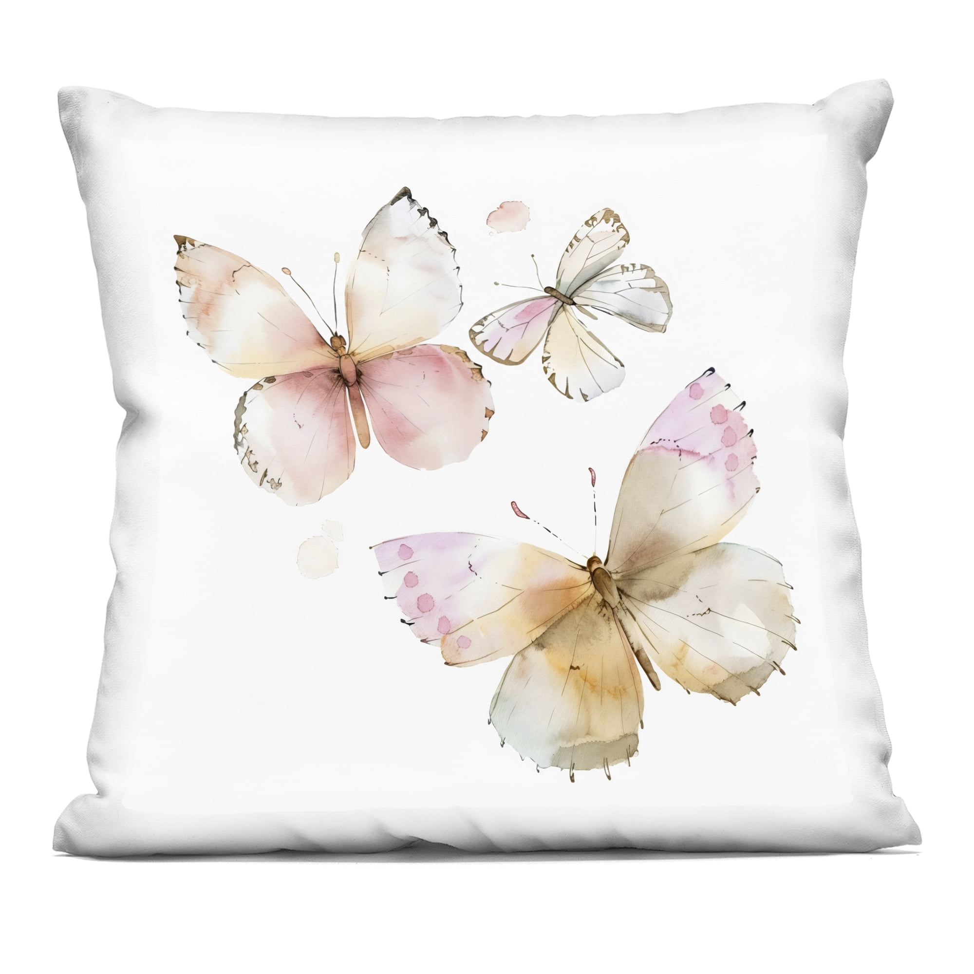 Stupell Industries Pink Watercolor Butterfly Trio Decorative Printed Throw Pillow, design by Creative Studio, 18 x 7 x 18