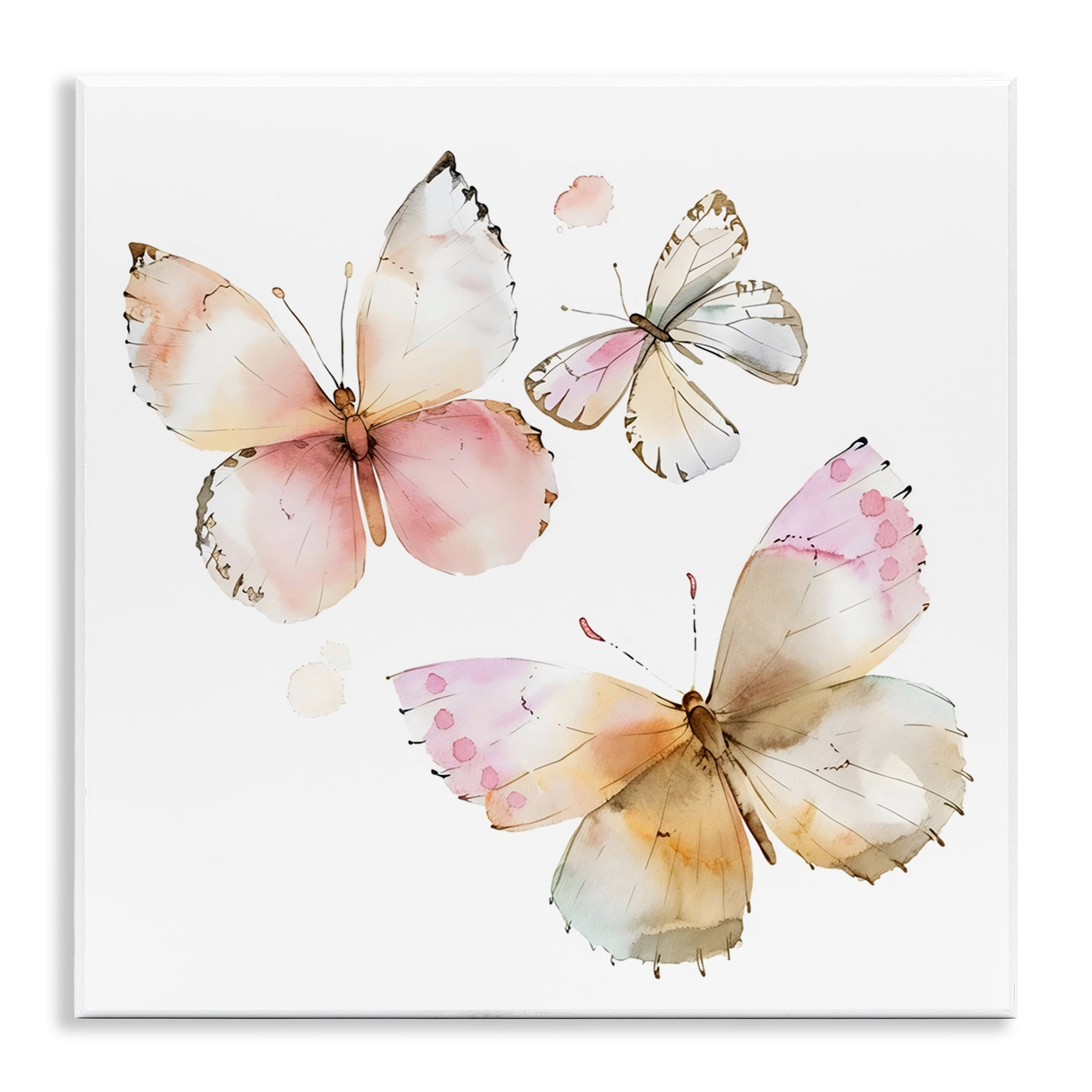 Stupell Industries Pink Watercolor Butterfly Trio Wall Plaque Art, design by Creative Studio