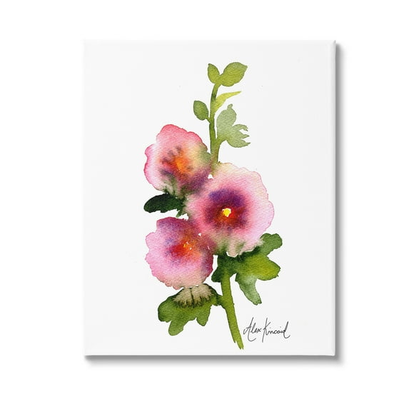 Stupell Industries Pink Watercolor Flowers Botanical & Floral Painting Gallery Wrapped Canvas Art Print Wall Art, 36 x 48