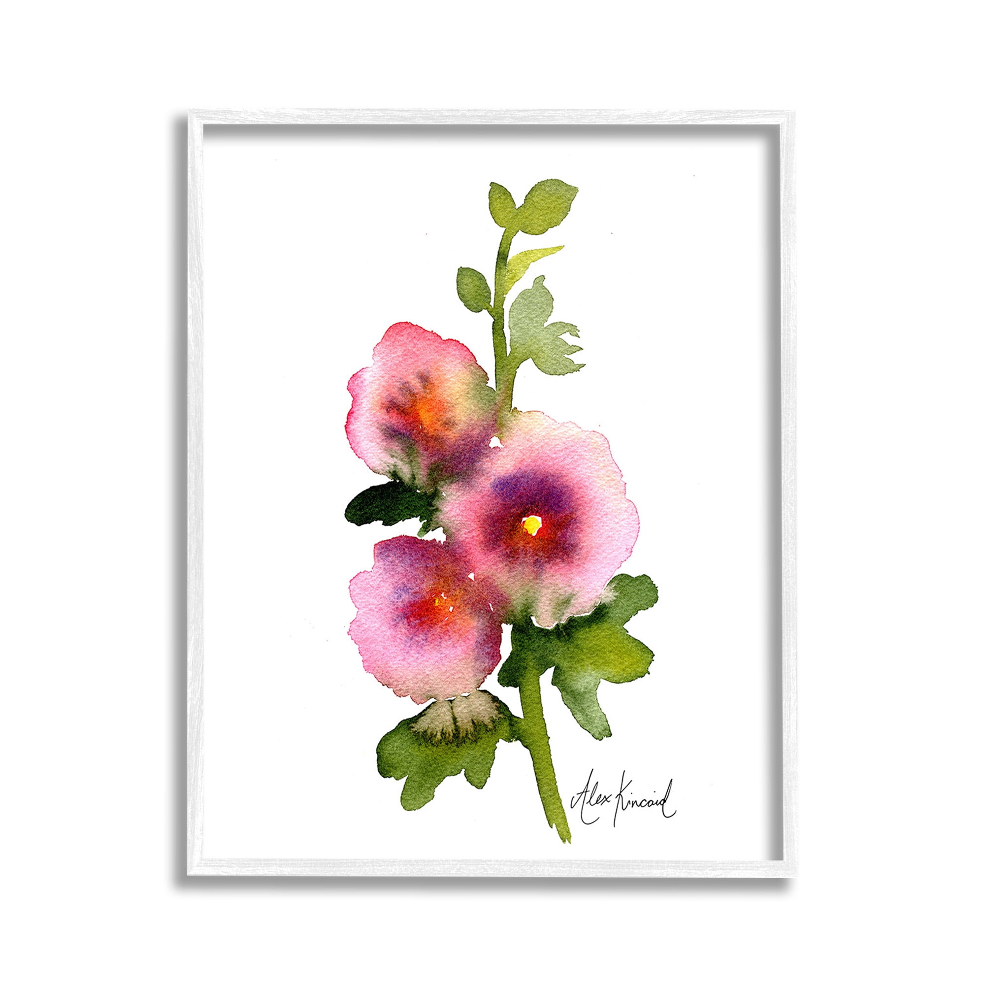 Stupell Industries Pink Watercolor Flowers Botanical & Floral Painting White Framed Art Print Wall Art, 11 x 14