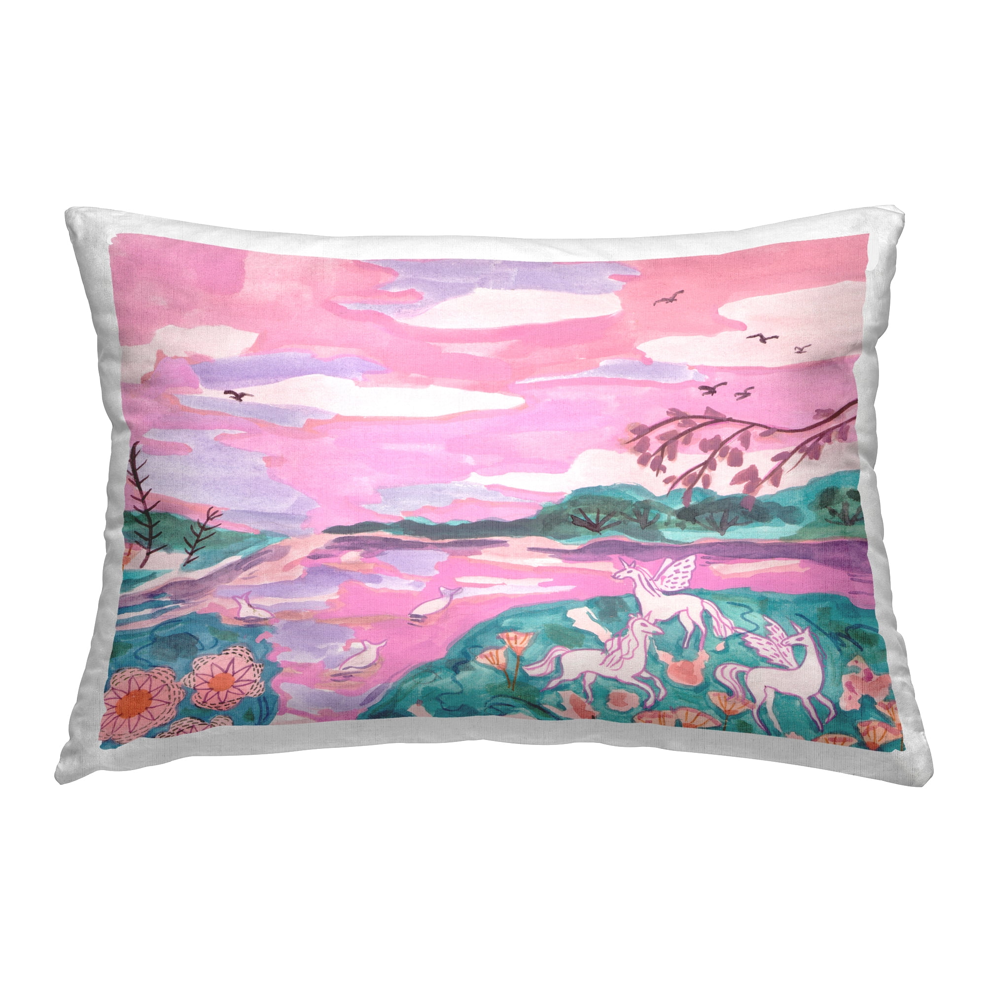 Stupell Industries Pink Whimsical Unicorns Decorative Printed Throw Pillow Design by Melissa Wang .