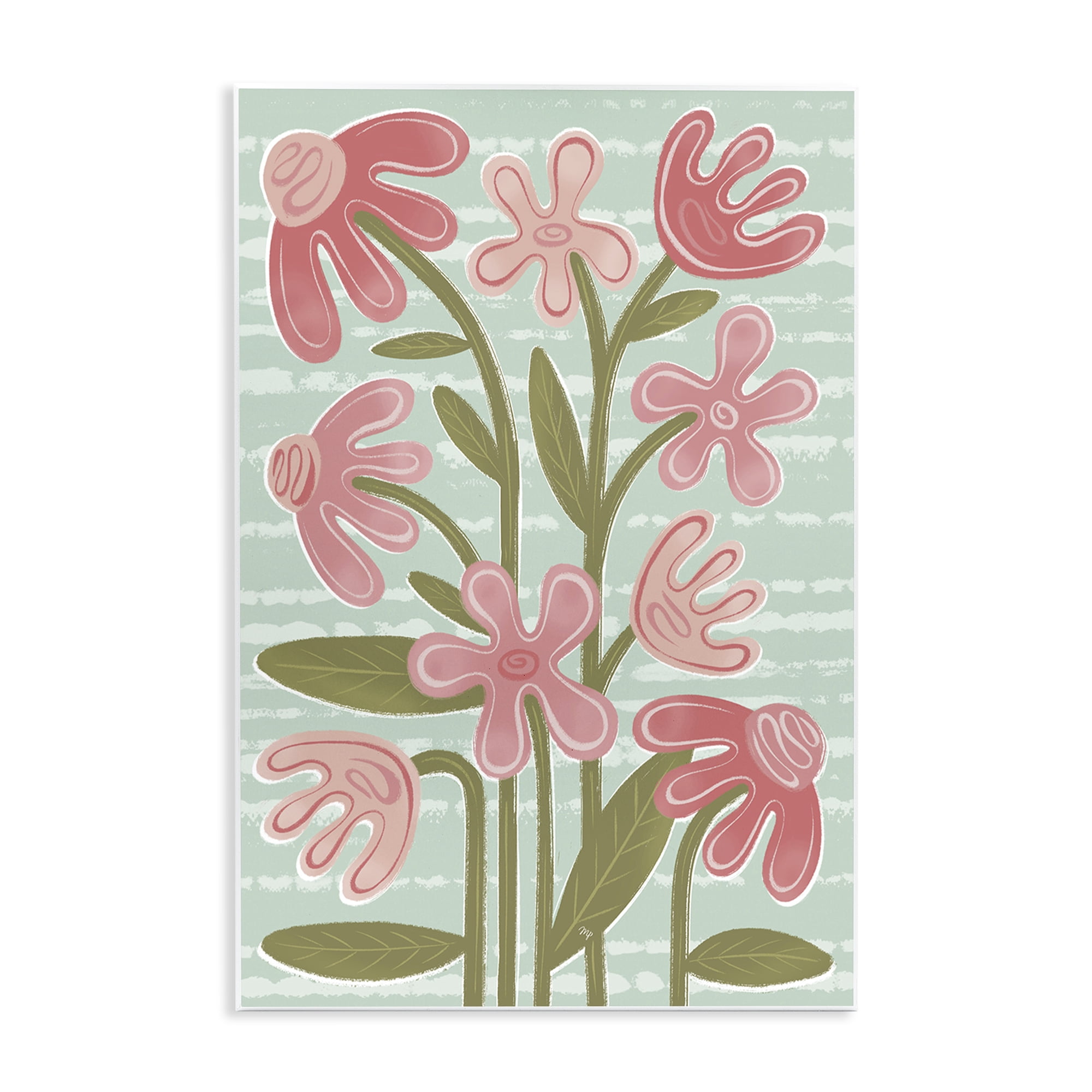Stupell Industries Pink Whimsy Midcentury Flowers Wall Plaque Art, design by Martina Pavlova