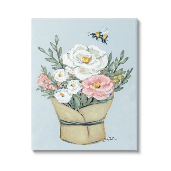 Stupell Industries Pink & White Bouquet Botanical & Floral Painting Gallery Wrapped Canvas Print Wall Art, 16 x 20
