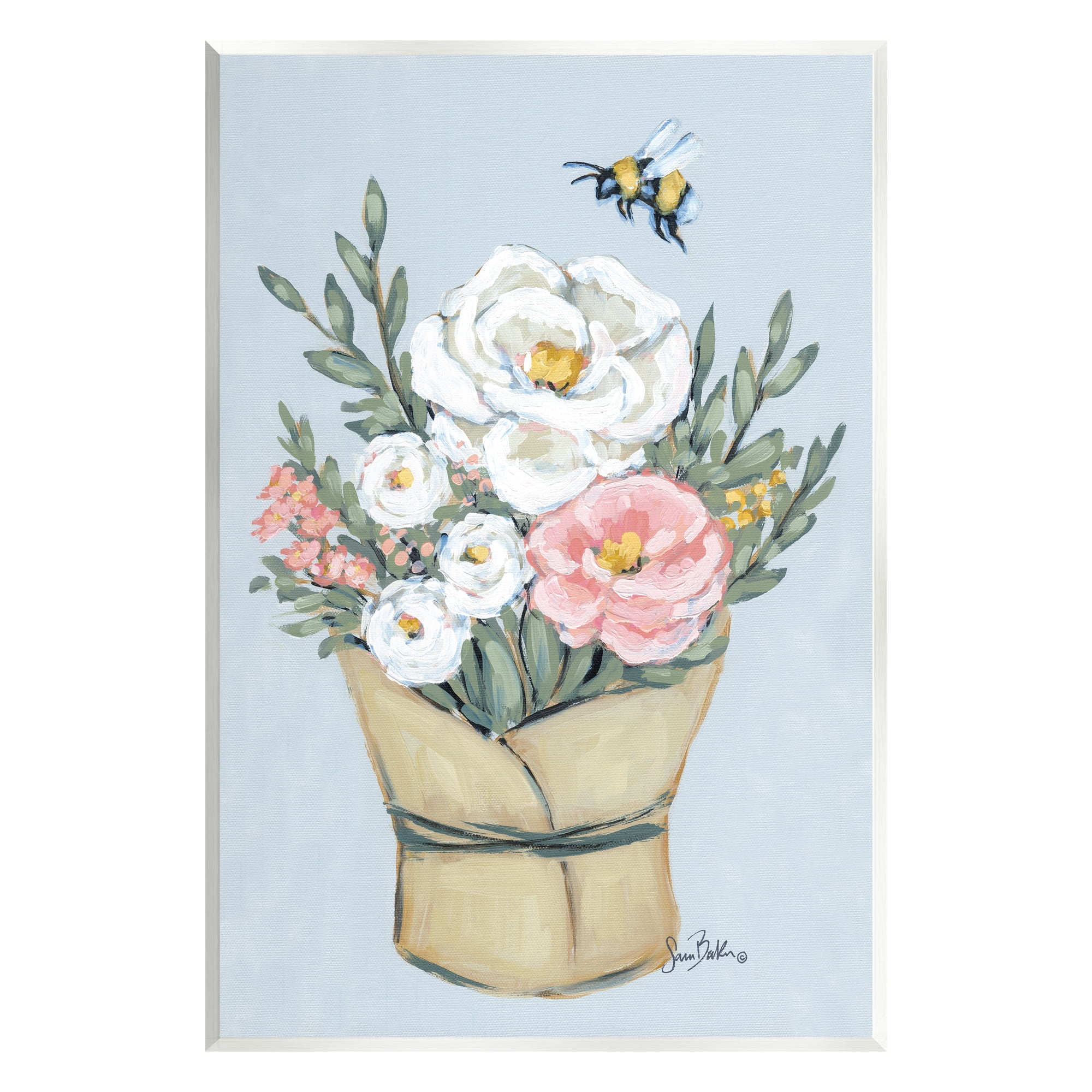 Stupell Industries Pink & White Bouquet Botanical & Floral Painting Unframed Art Print Wall Art, 13 x 19
