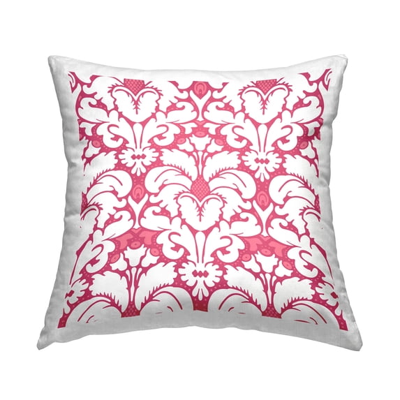 Stupell Industries Pink White Brocade Pattern Printed Throw Pillow Design by George Tygert