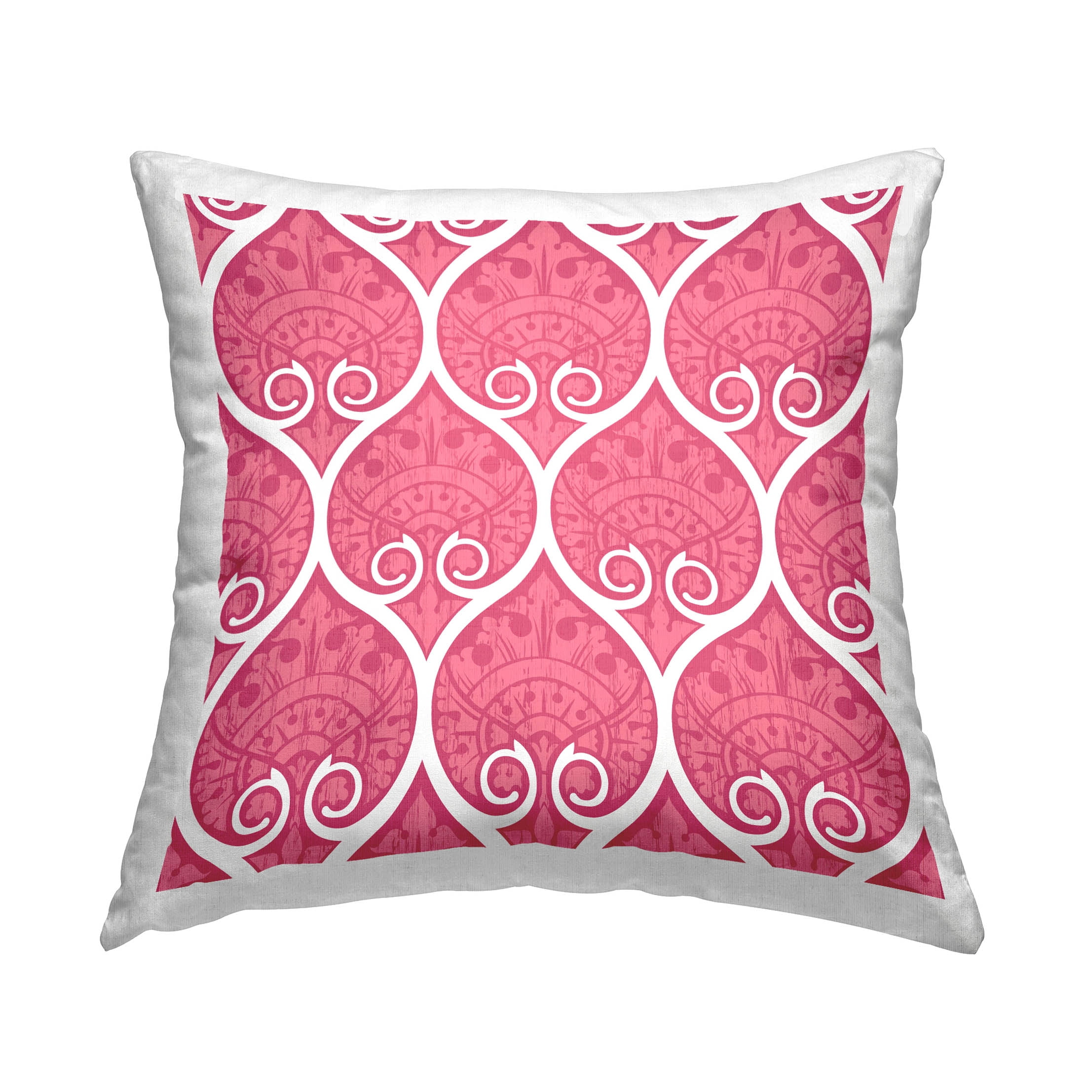 Stupell Industries Pink White Ogee Pattern Printed Throw Pillow Design by Geoff Tygert