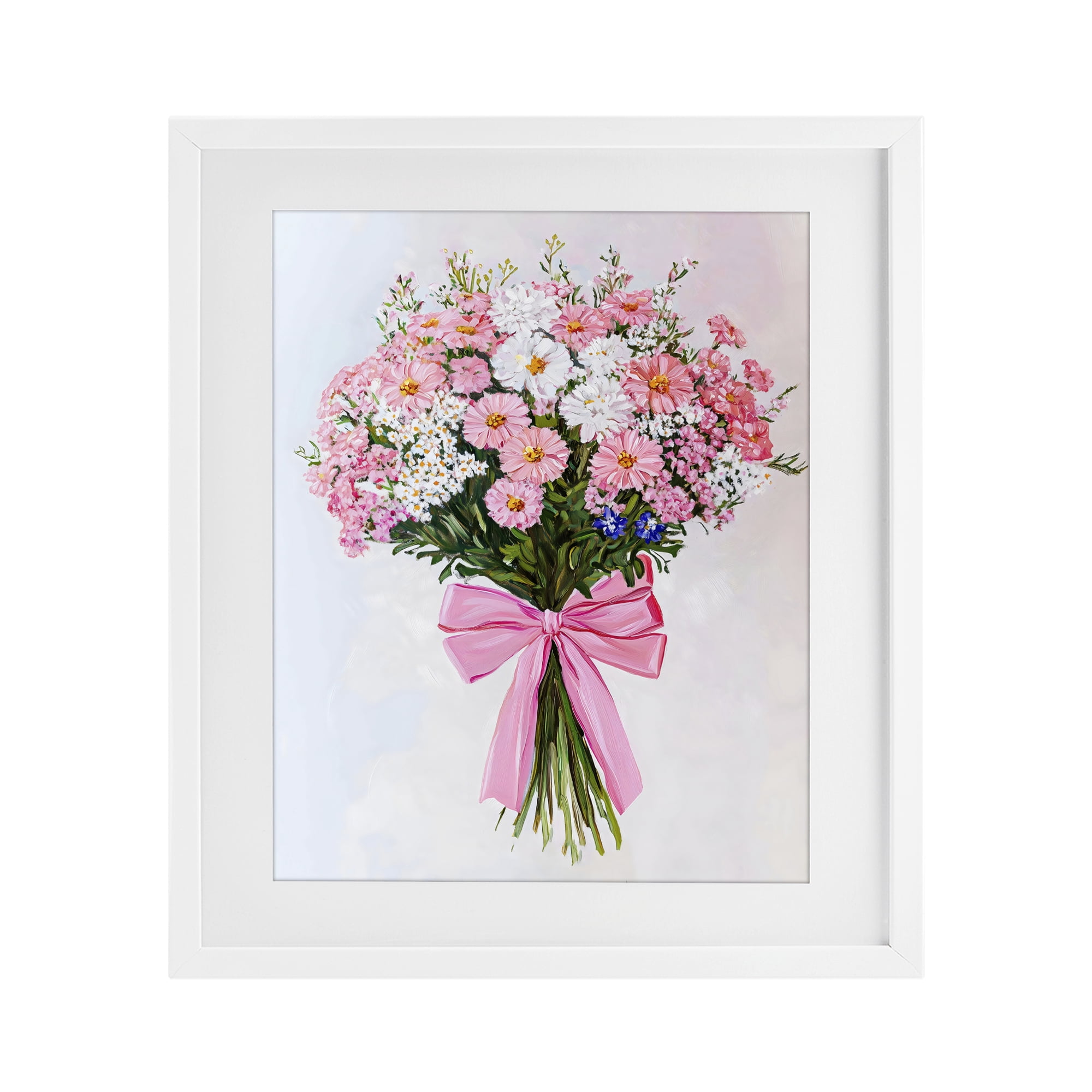 Stupell Industries Pink & White Tied Flower Bouquet White Framed Print Under Glass, design by The Prints Vibe
