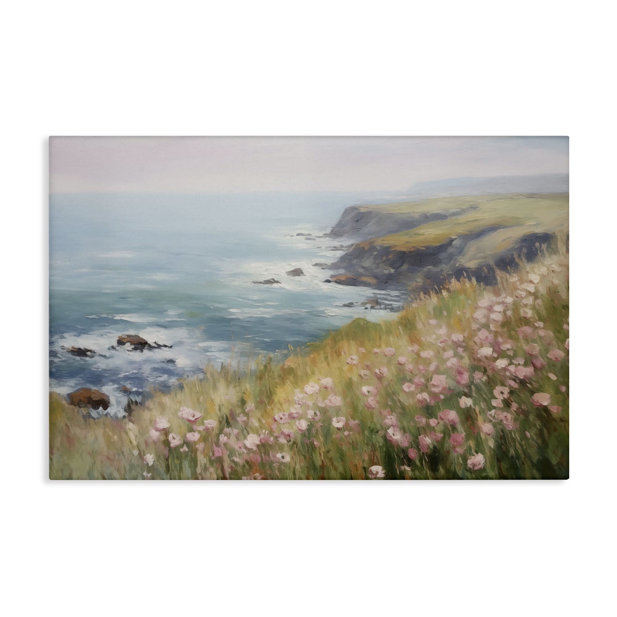 Stupell Industries Pink Wildflower View Landscape & Nature Painting Wrapped Canvas Art Print Wall Art, 36 x 24