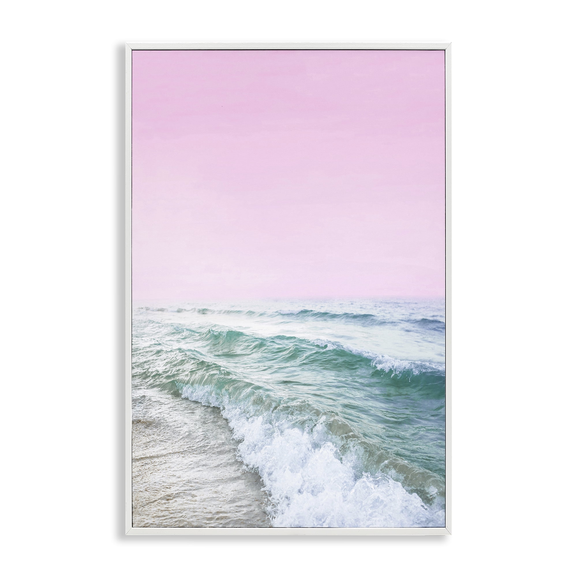 Stupell Industries Pink Winter Sea Coastal Photography White Framed Art Print Wall Art, 20 x 30