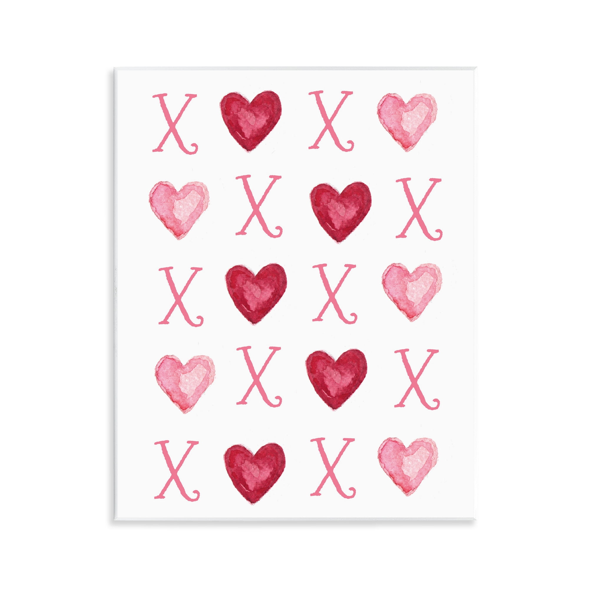 Stupell Industries Pink XOXO Hearts Holiday Painting Unframed Art Print Wall Art, 11 x 14