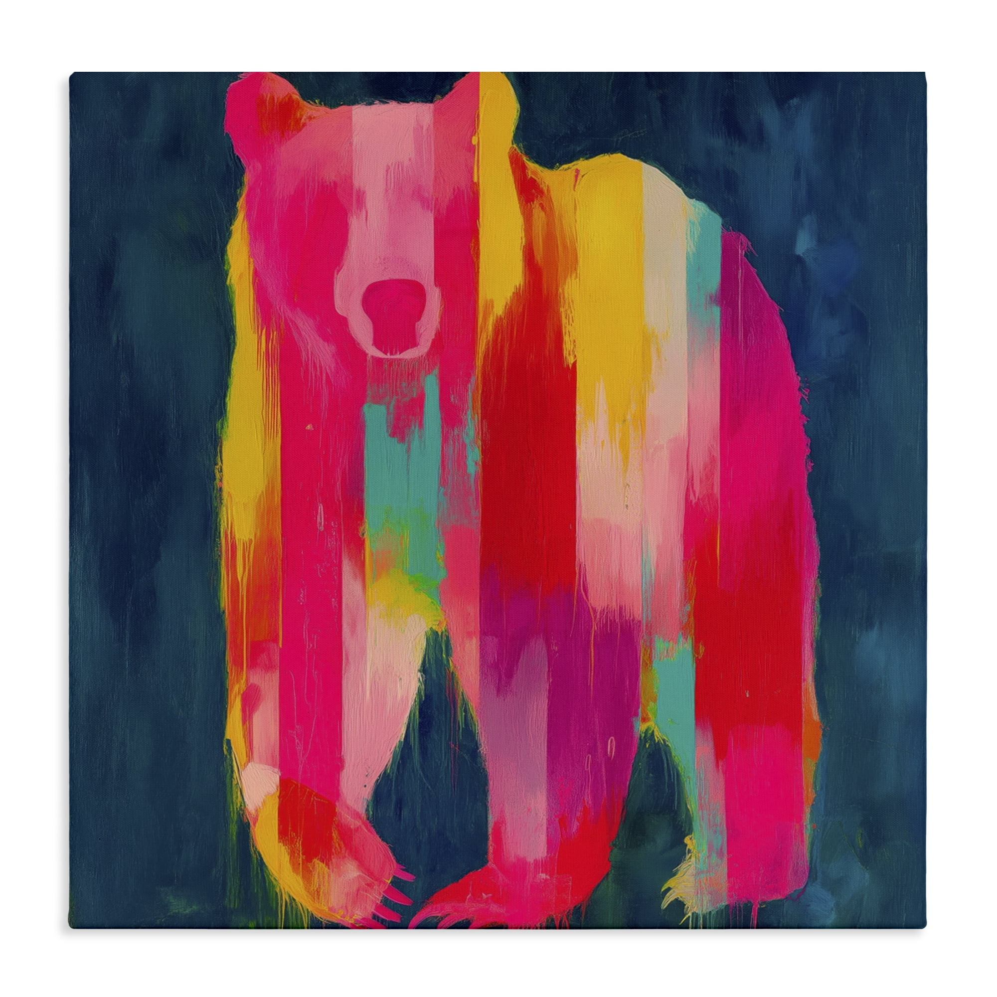 Stupell Industries Pink & Yellow Bear Standing Tall Canvas Wall Art, design by Chromatic Storm Studio