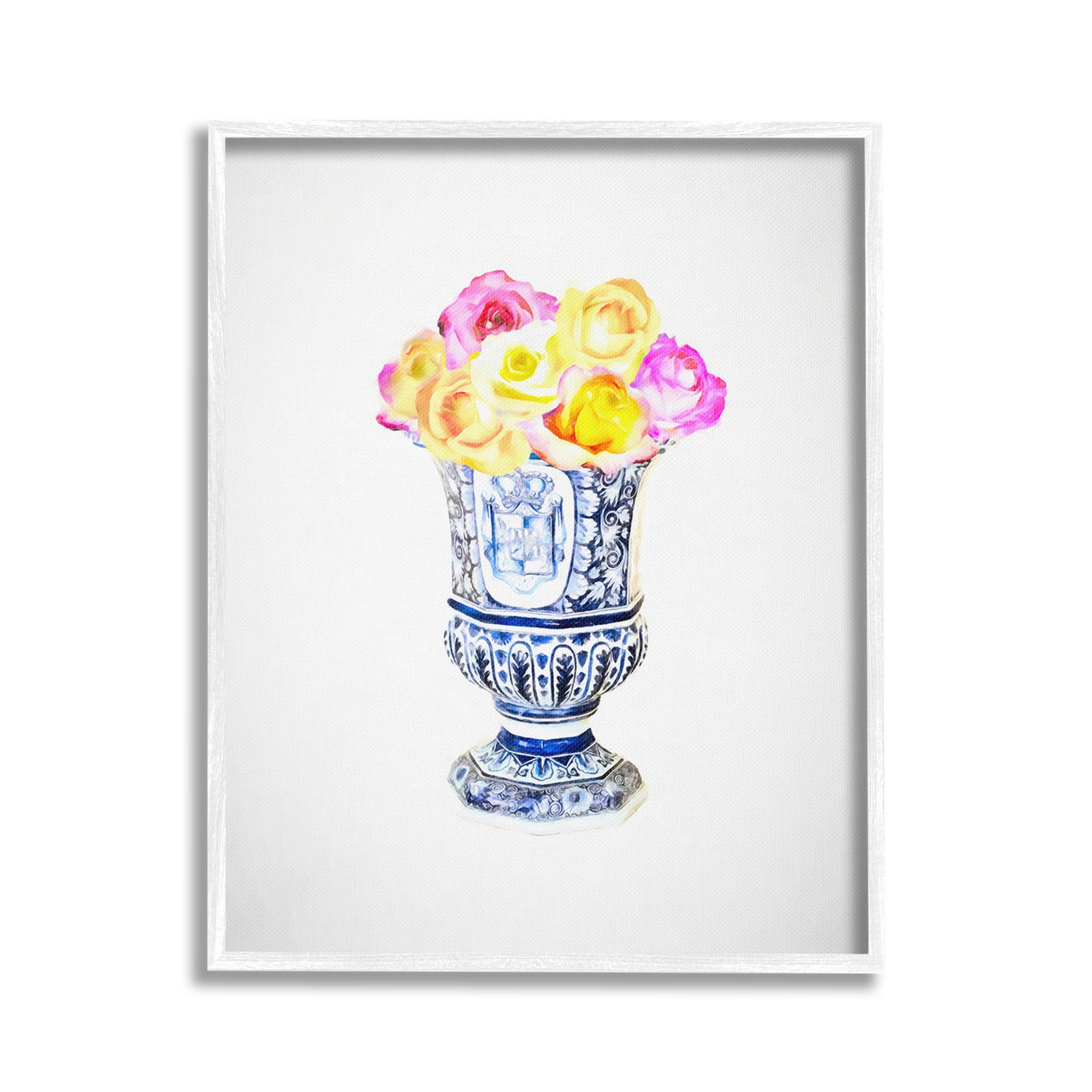 Stupell Industries Pink & Yellow Bouquet Botanical & Floral Painting White Framed Art Print Wall Art, 24 x 30