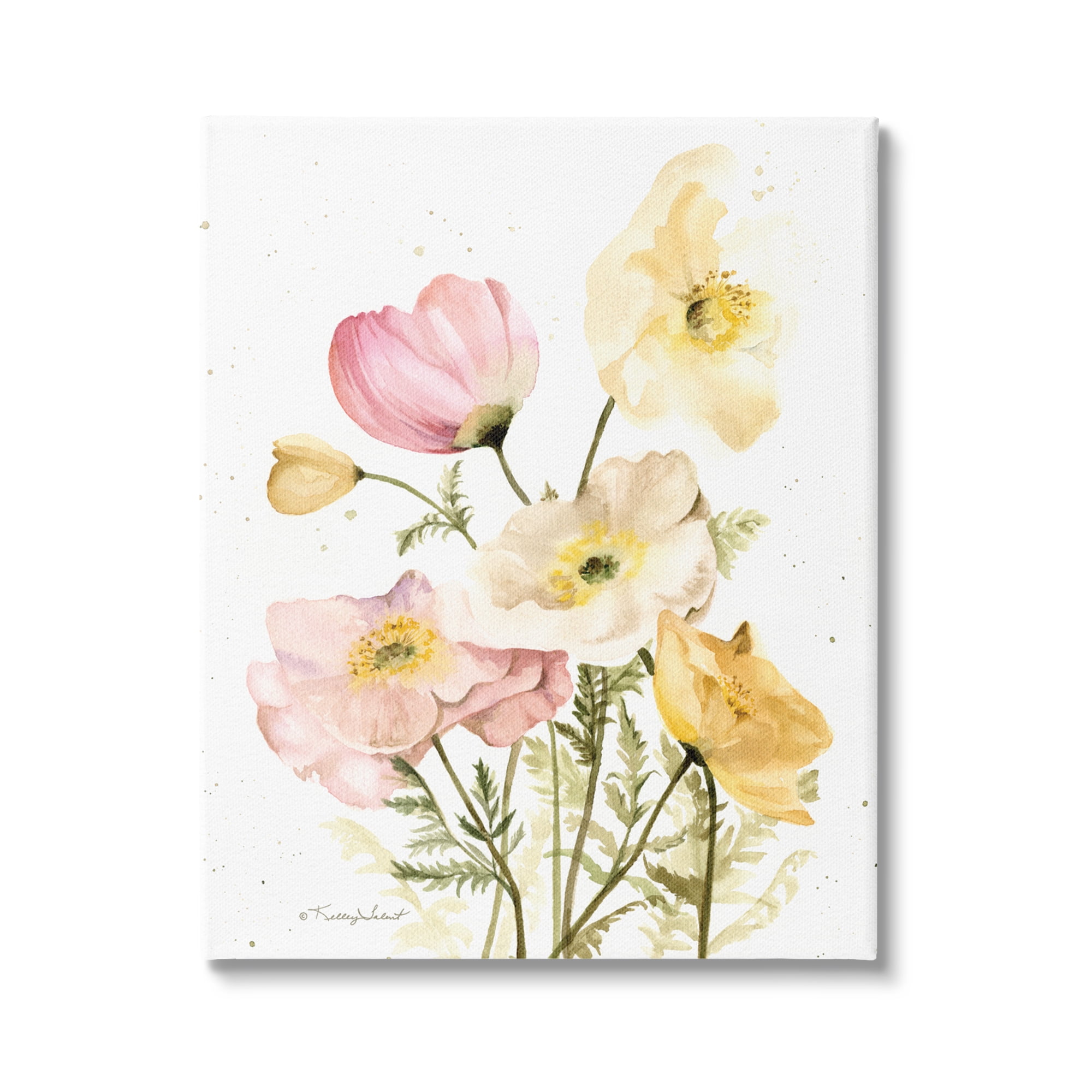 Stupell Industries Pink & Yellow Florals Botanical & Floral Painting Gallery Wrapped Canvas Art Print Wall Art, 30 x 40