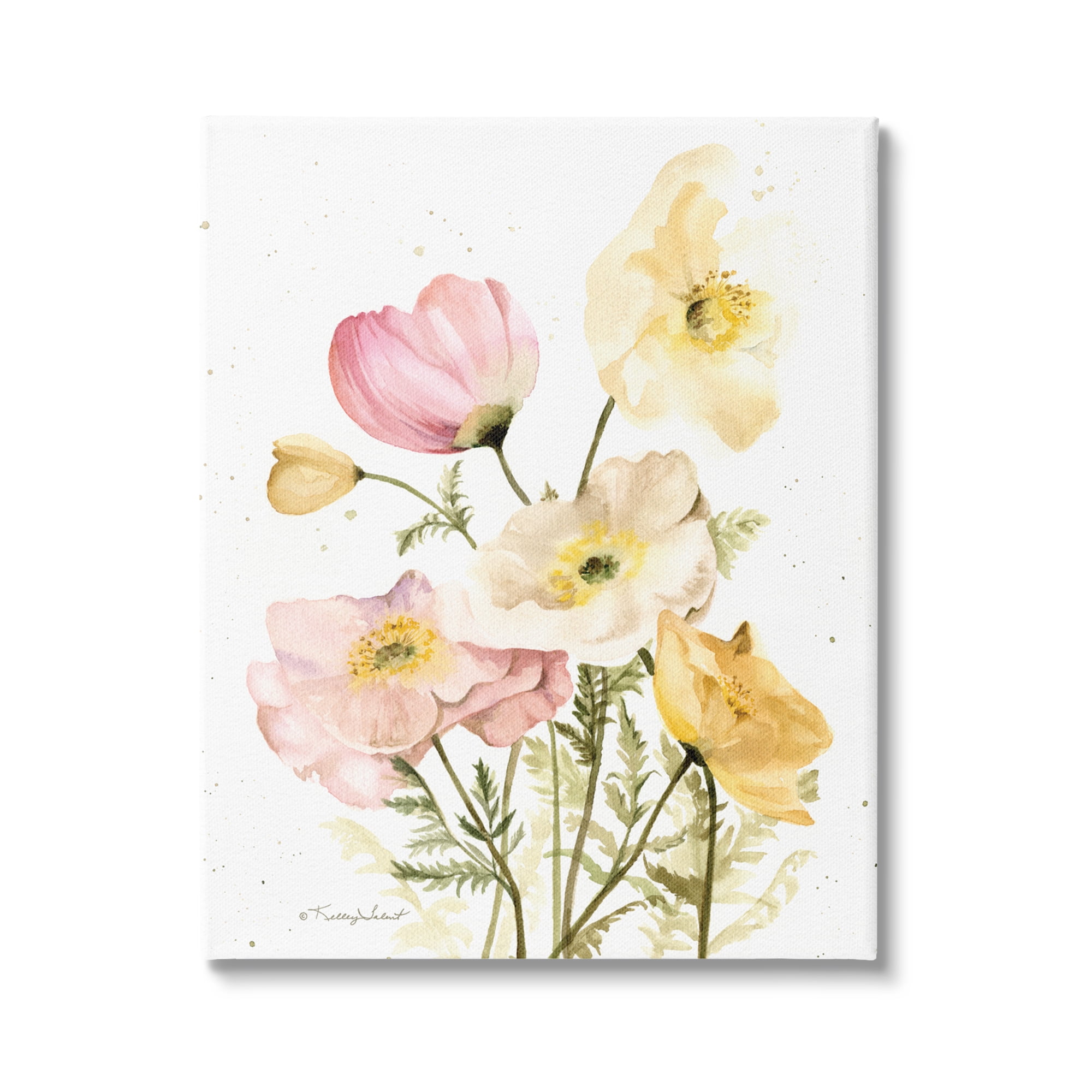 Stupell Industries Pink & Yellow Florals Botanical & Floral Painting Gallery Wrapped Canvas Art Print Wall Art, 36 x 48