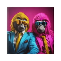 Stupell Industries Pink & Yellow Gorillas Animals & Insects Painting Gallery Wrapped Canvas Art Print Wall Art, 17 x 17