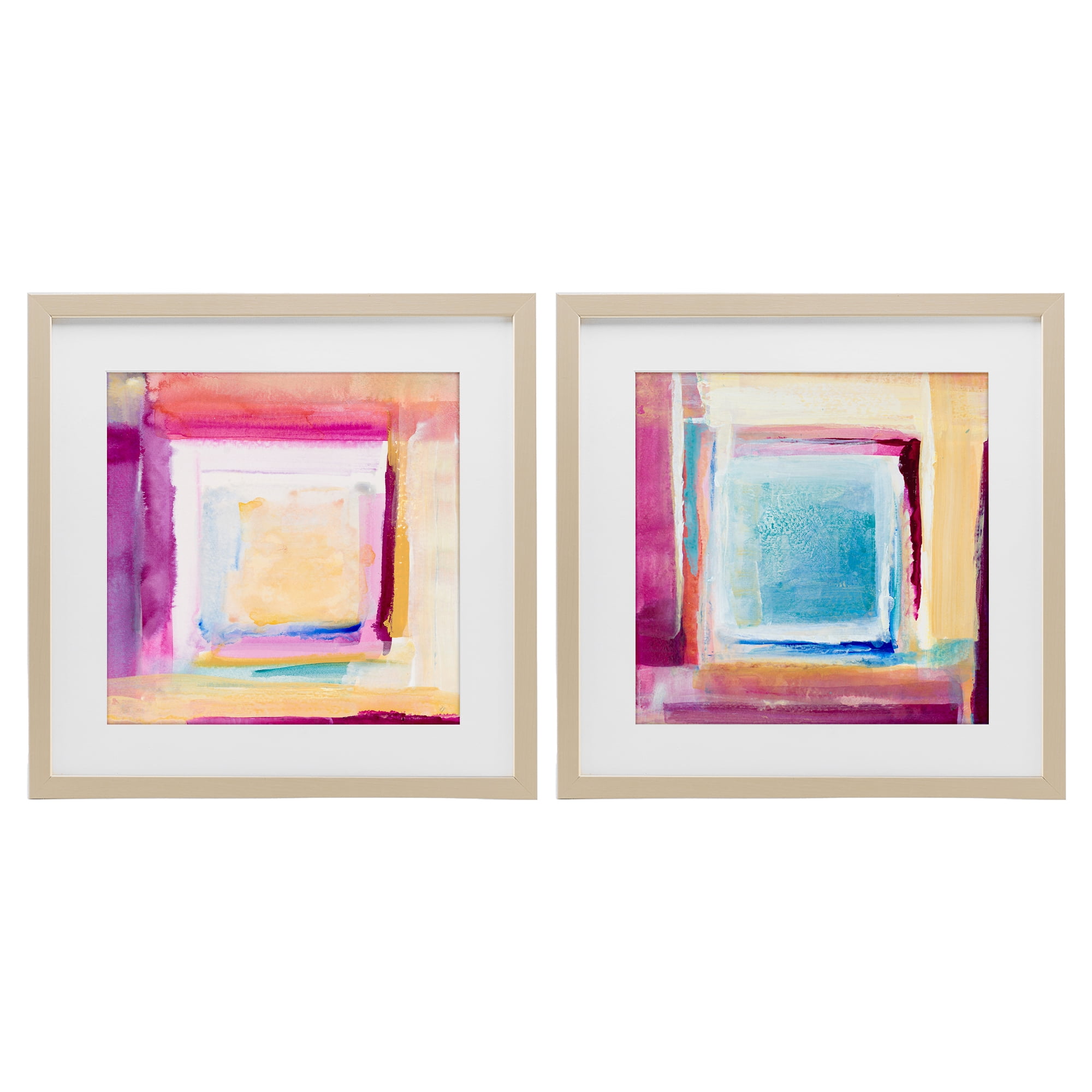 Stupell Industries Pink & Yellow New Day 2 Piece Birch Framed Print Under Glass Set, design by Lanie Loreth