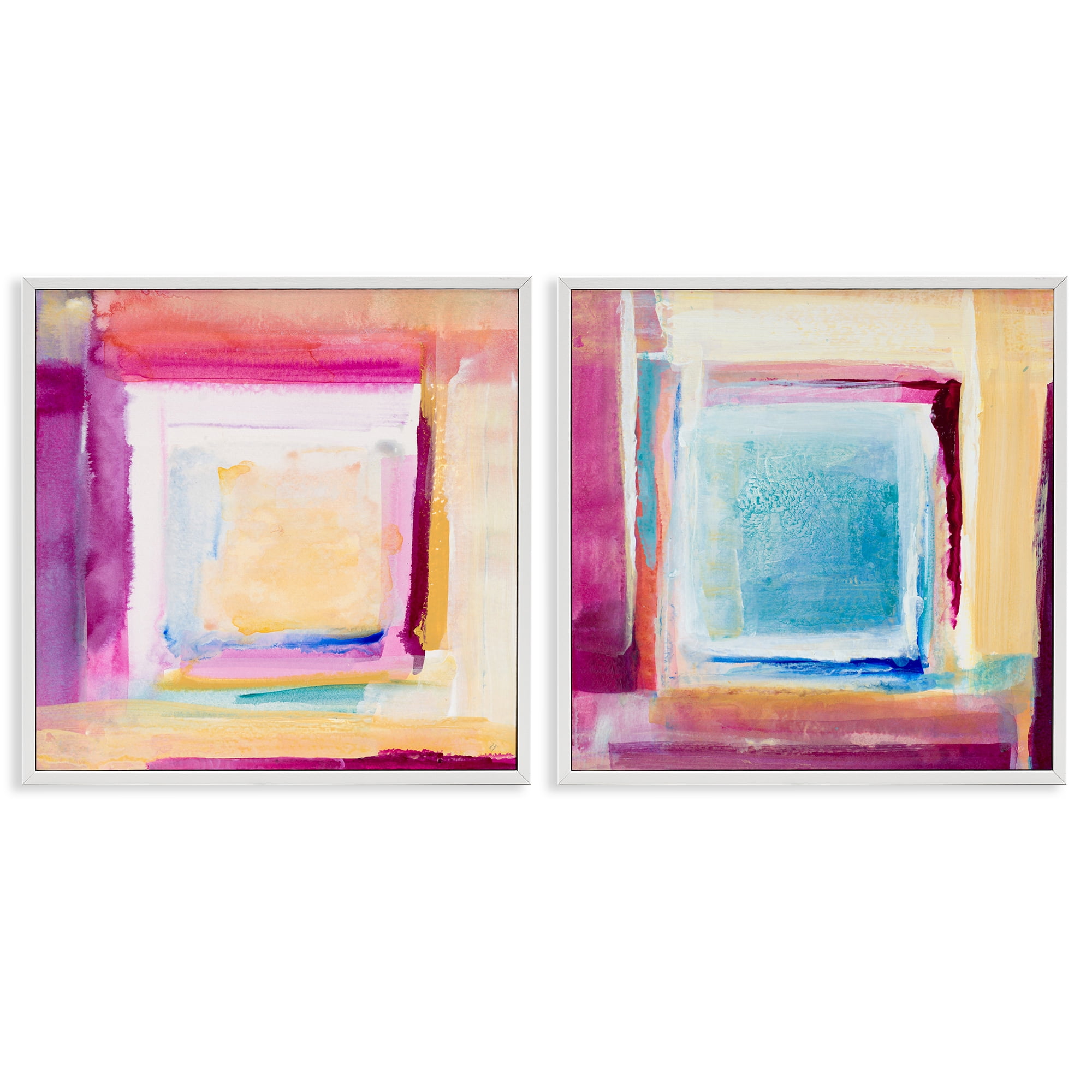 Stupell Industries Pink & Yellow New Day 2 Piece White Framed Giclee Art Set, design by Lanie Loreth