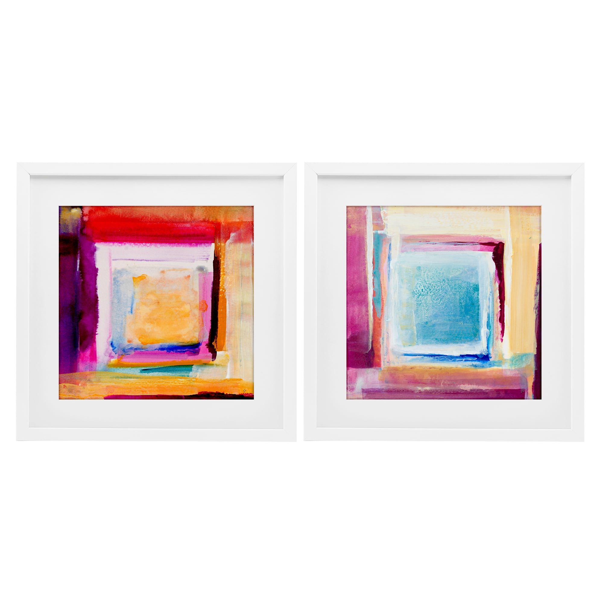 Stupell Industries Pink & Yellow New Day 2 Piece White Framed Print Under Glass Set, design by Lanie Loreth