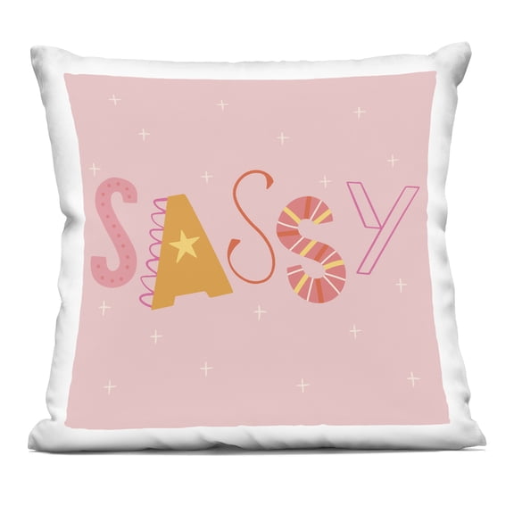 Stupell Industries Pink & Yellow Sassy Typography Design by Sazerelli Designs Throw Pillow