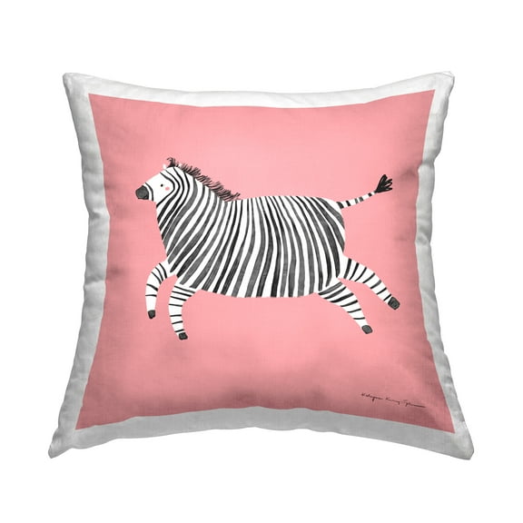 Stupell Industries Pink Zebra Animal Portrait Square Decorative Printed Throw Pillow, 18 x 18