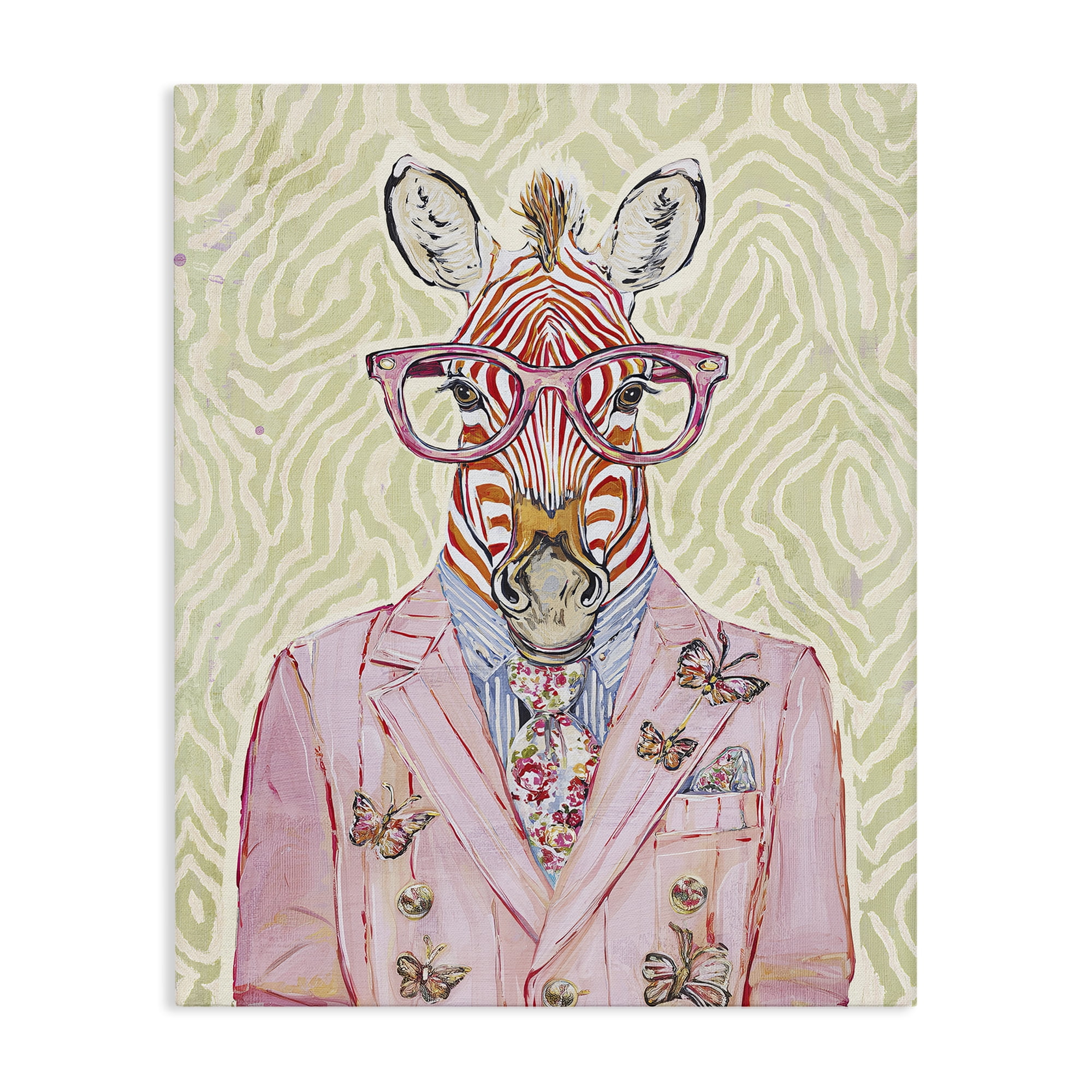 Stupell Industries Pink Zebra over Green Canvas Wall Art, design by Svetlana Aleynikova
