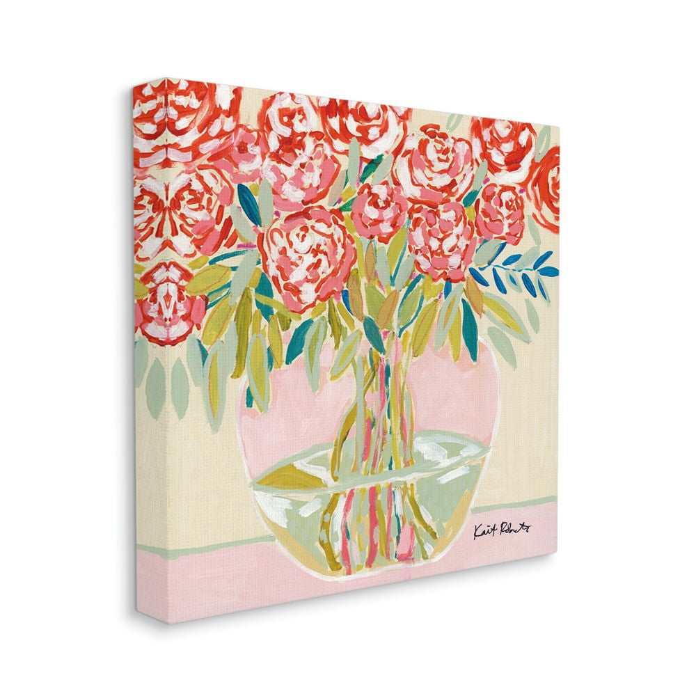 Stupell Industries Pink and Red Pastel Floral Still Life Carnation Bouquet Canvas Wall Art Design by Kait Roberts
