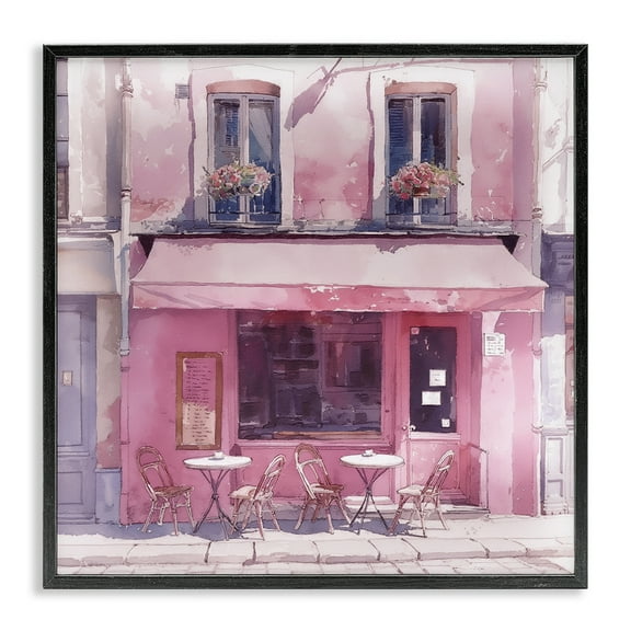 Stupell Industries Pinkish Delight Café Buildings & Architecture Painting Black Framed Art Print Wall Art, 12 x 12