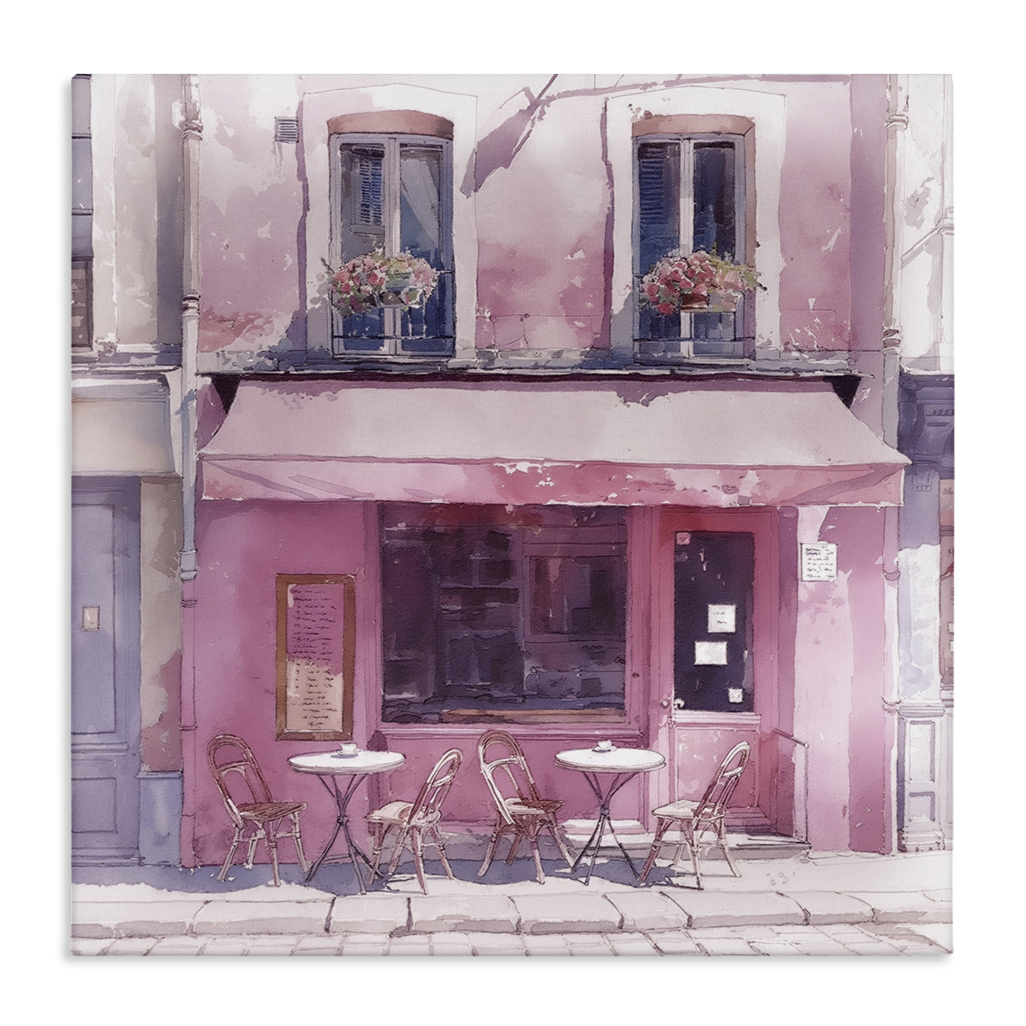 Stupell Industries Pinkish Delight Café Buildings & Architecture Painting Wrapped Canvas Art Print Wall Art, 24 x 24