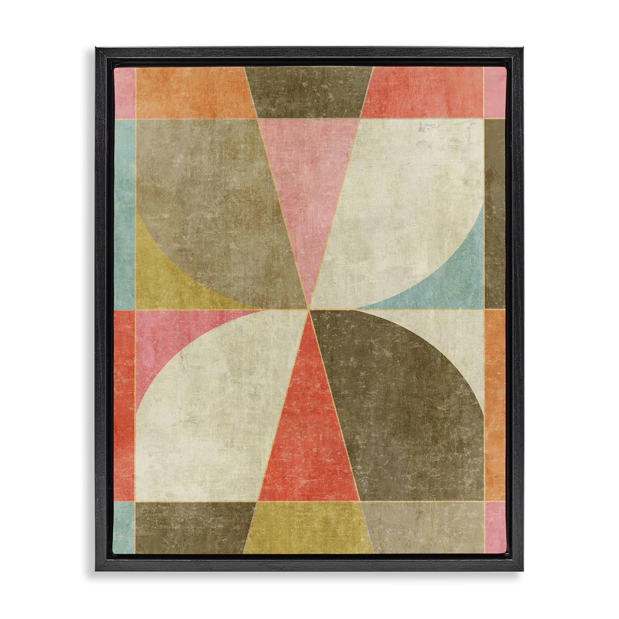 Stupell Industries Pinwheel Symmetric Shapes Black Framed Floater Canvas Wall Art, design by Suzanne Nicoll