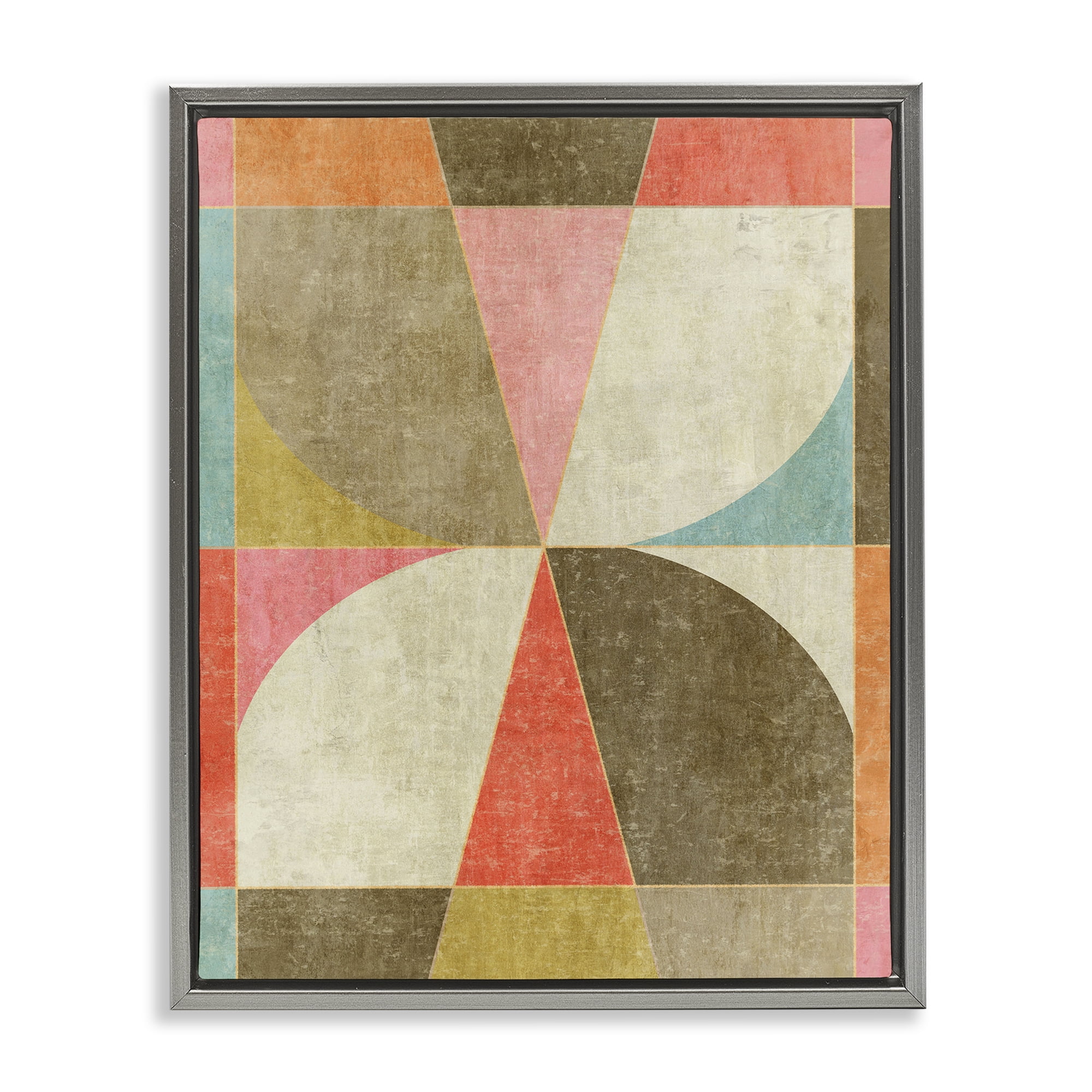 Stupell Industries Pinwheel Symmetric Shapes Gray Framed Floater Canvas Wall Art, design by Suzanne Nicoll