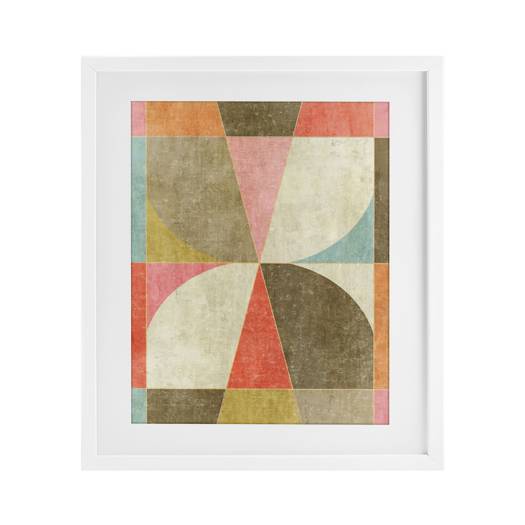 Stupell Industries Pinwheel Symmetric Shapes White Framed Print Under Glass, design by Suzanne Nicoll