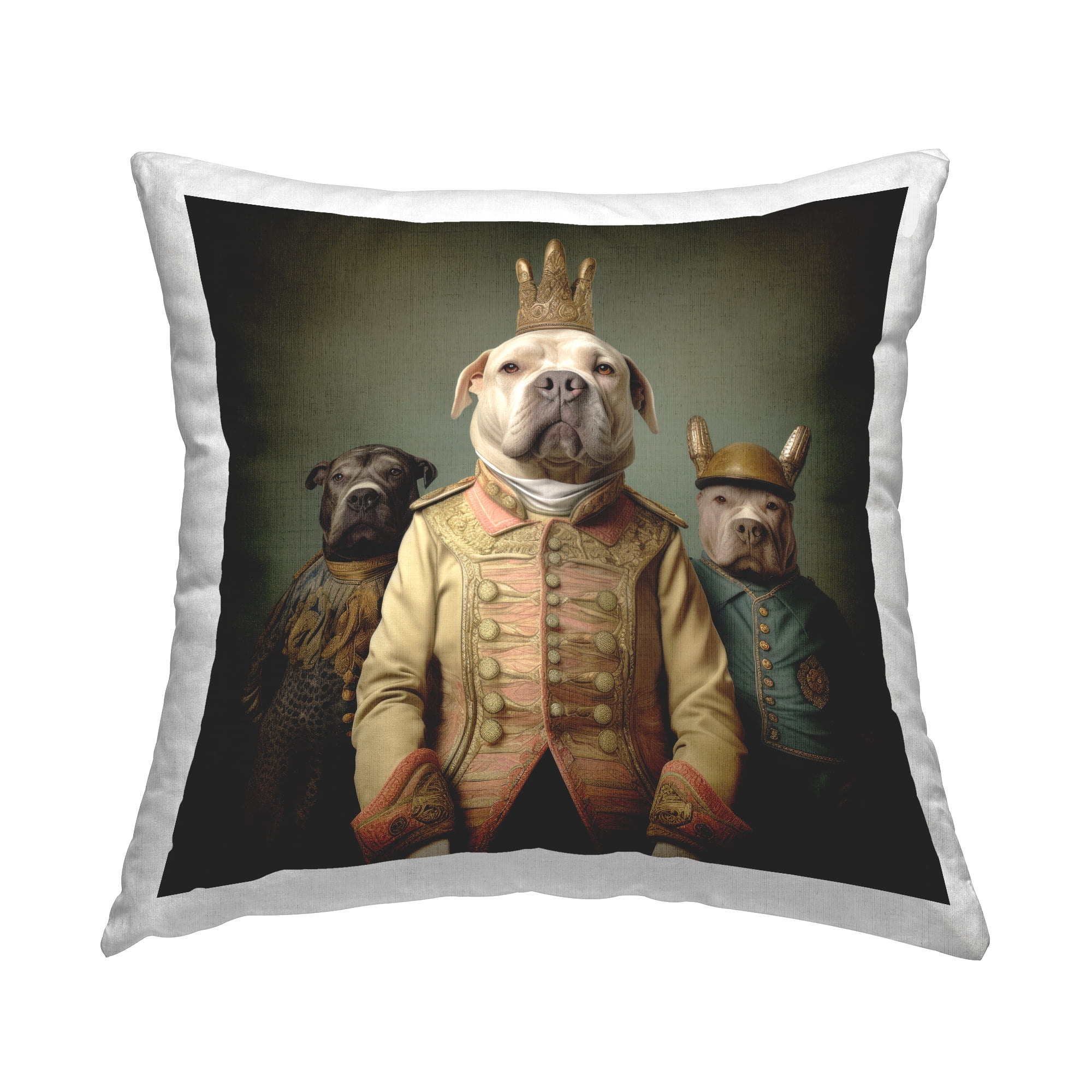 Stupell Industries Pit Bulls in Military Uniform Decorative Printed Throw Pillow, 18 x 18