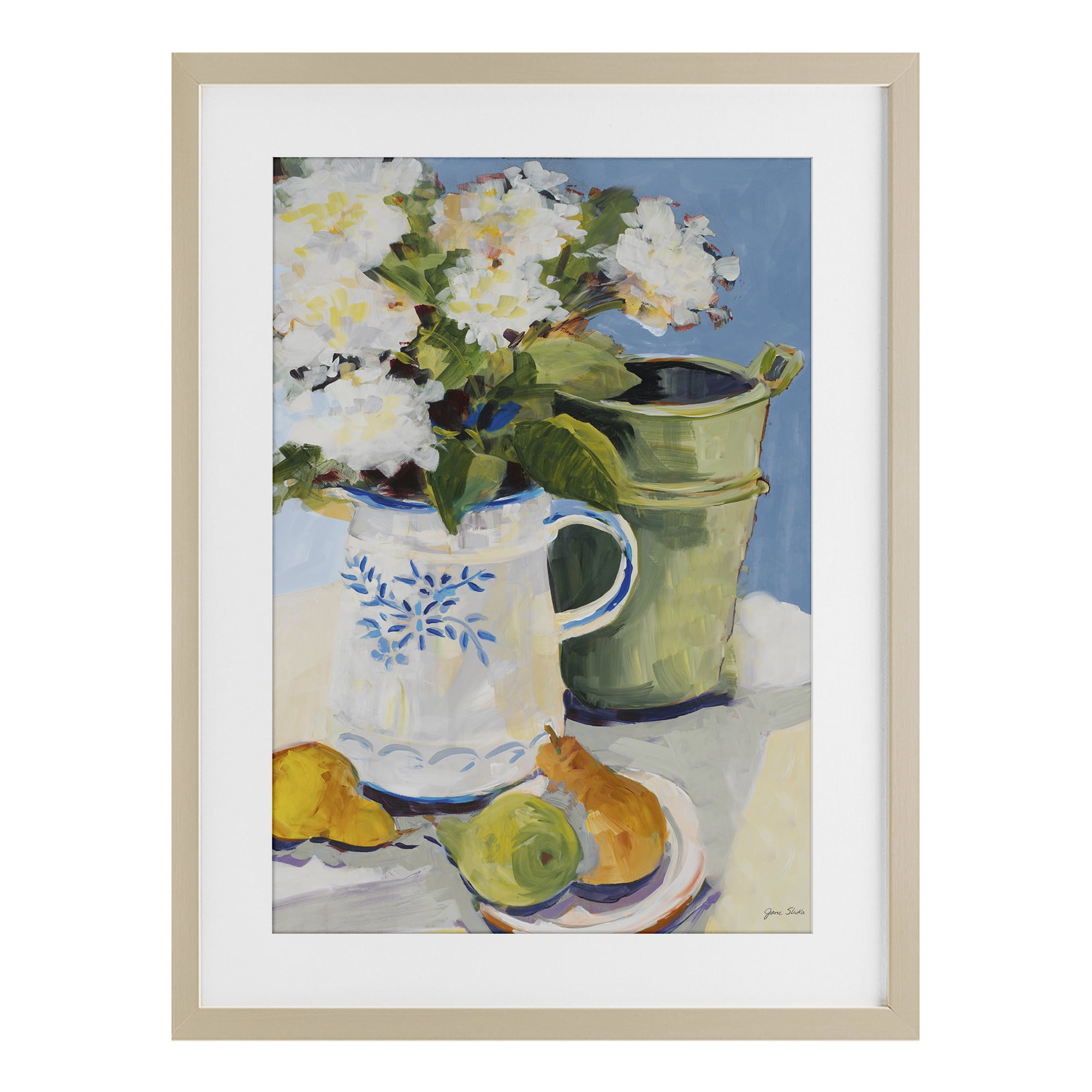 Stupell Industries Pitcher of Flowers Still Life Birch Framed Print Under Glass, design by Jane Slivka