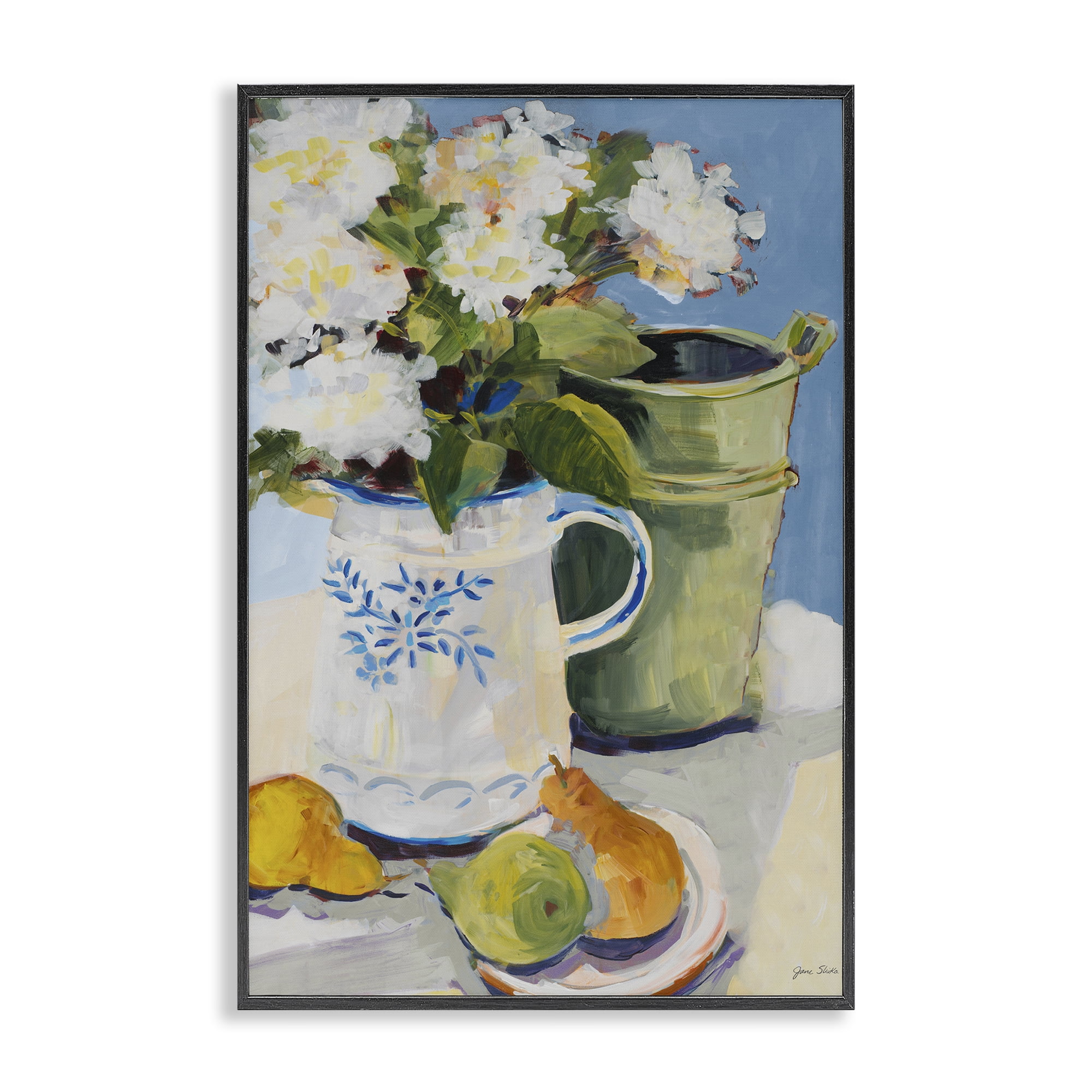 Stupell Industries Pitcher of Flowers Still Life Black Framed Giclee Art, design by Jane Slivka