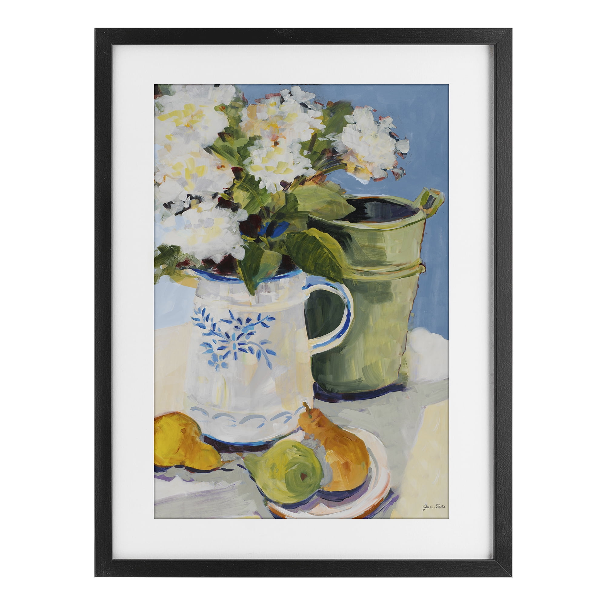 Stupell Industries Pitcher of Flowers Still Life Black Framed Print Under Glass, design by Jane Slivka