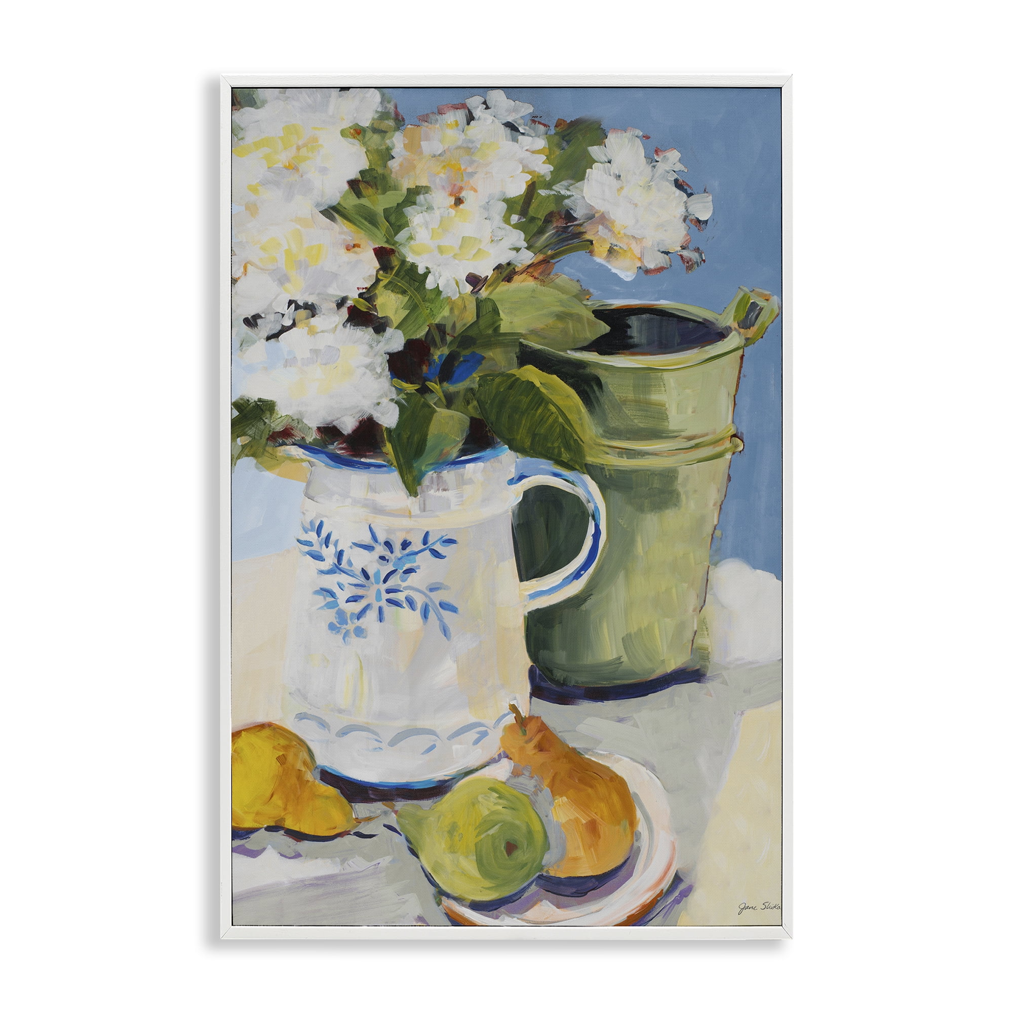 Stupell Industries Pitcher of Flowers Still Life White Framed Giclee Art, design by Jane Slivka