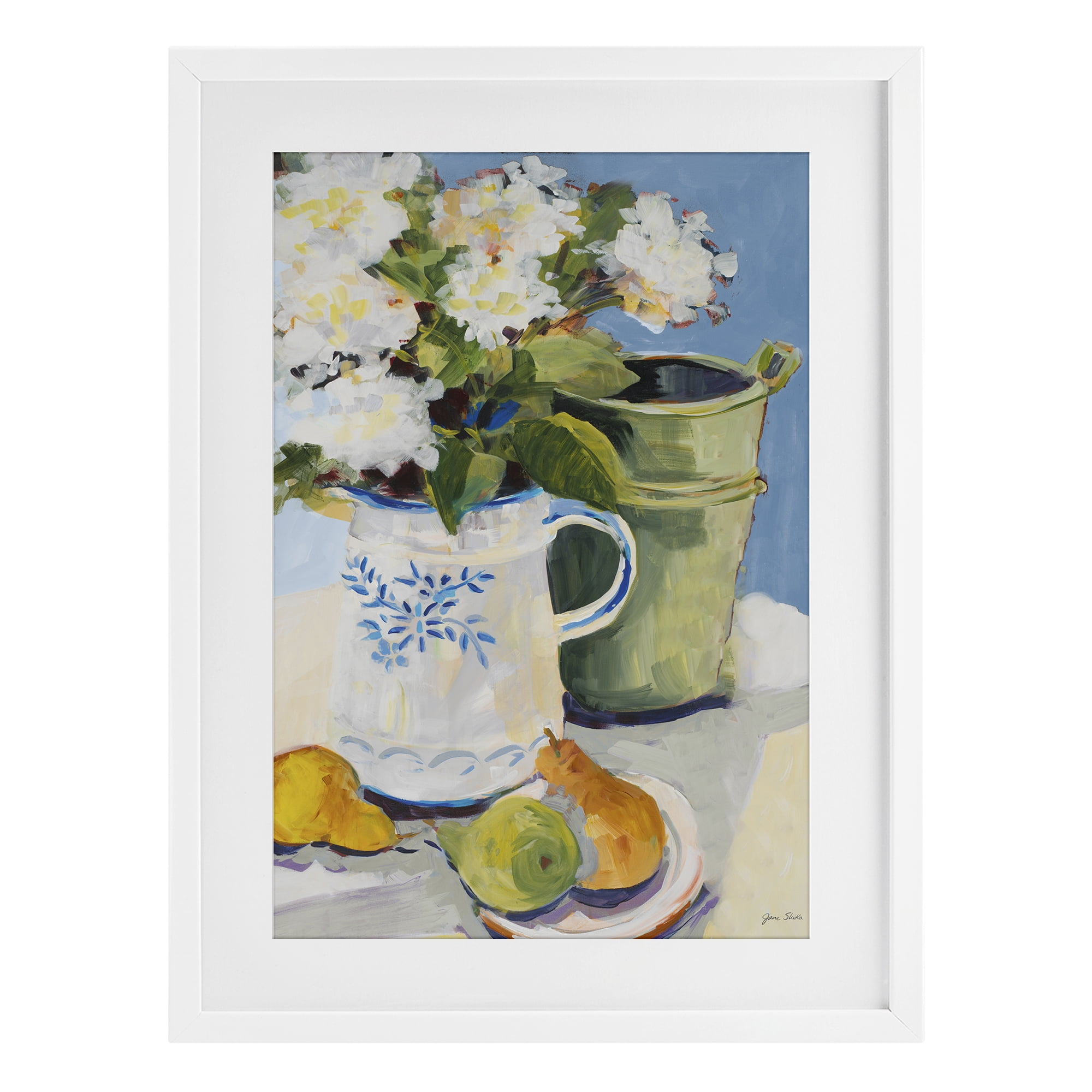 Stupell Industries Pitcher of Flowers Still Life White Framed Print Under Glass, design by Jane Slivka