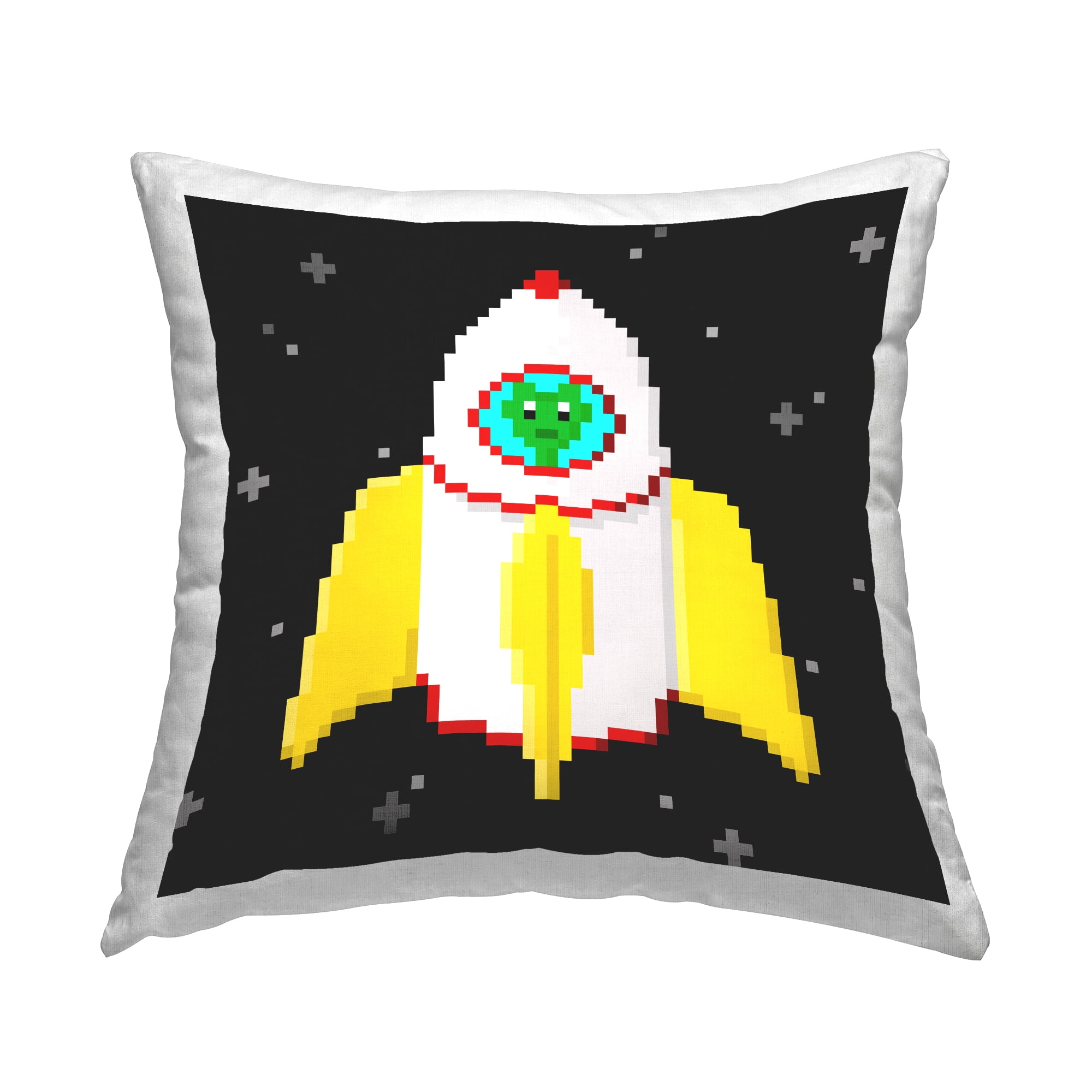 Stupell Industries Pixel Alien in Space Decorative Printed Throw Pillow Design by June Erica Vess .