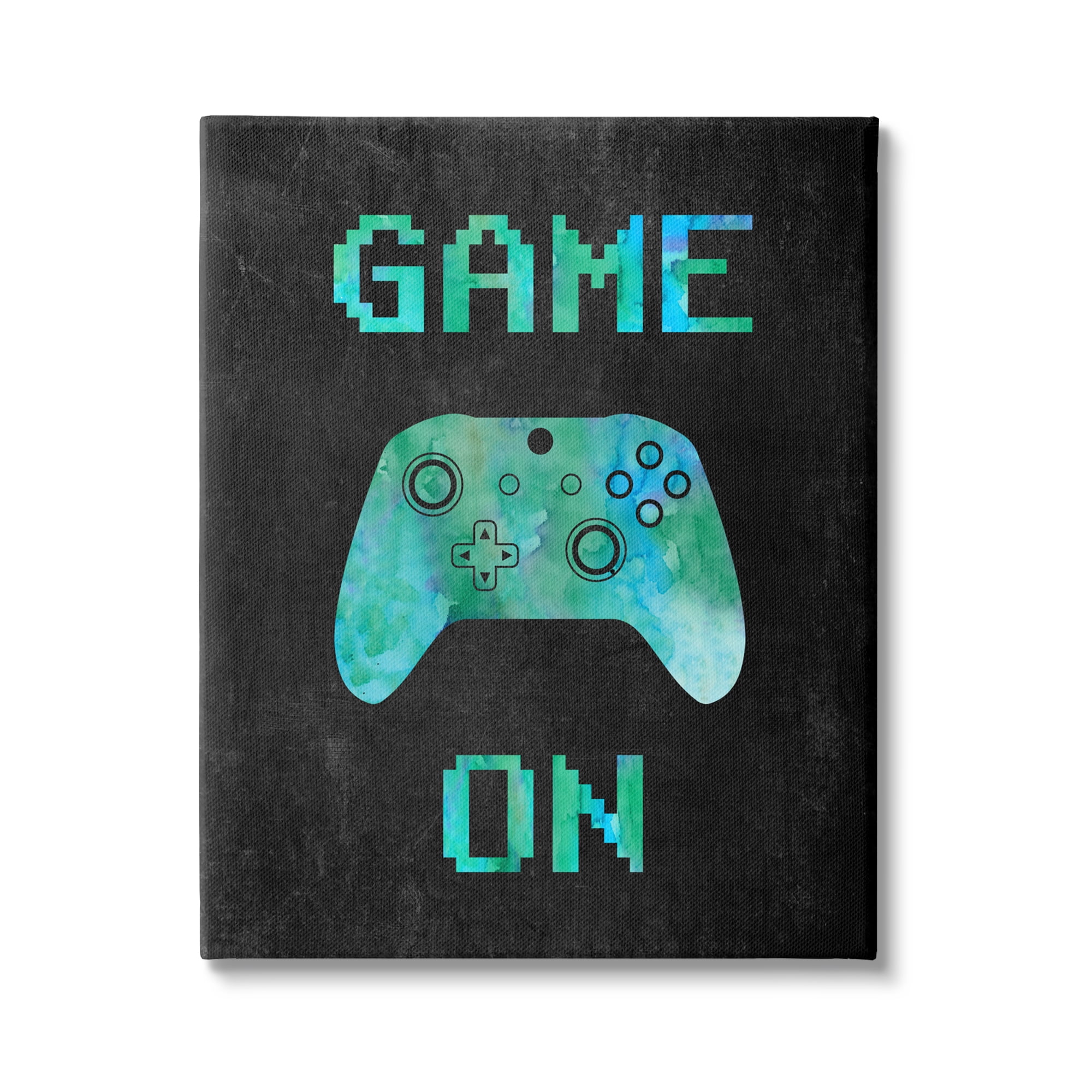 Stupell Industries Pixel Game On Controller Art for Kids Painting Gallery Wrapped Canvas Art Print Wall Art, 16 x 20