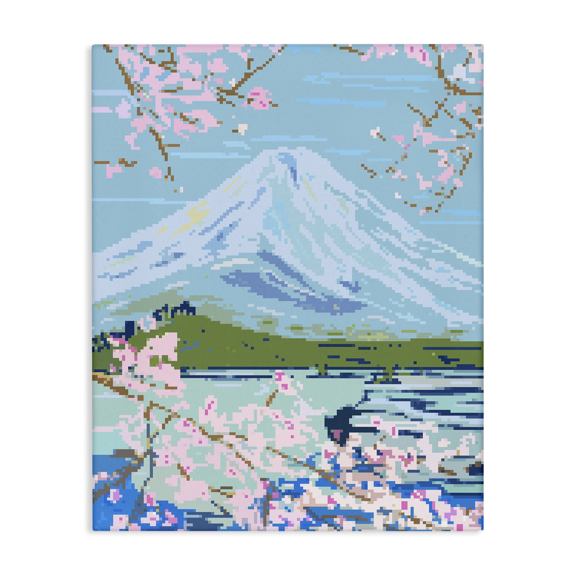 Stupell Industries Pixel Mount Fuji Landscape Painting Gallery Wrapped Canvas Art Print Wall Art, 30 x 40