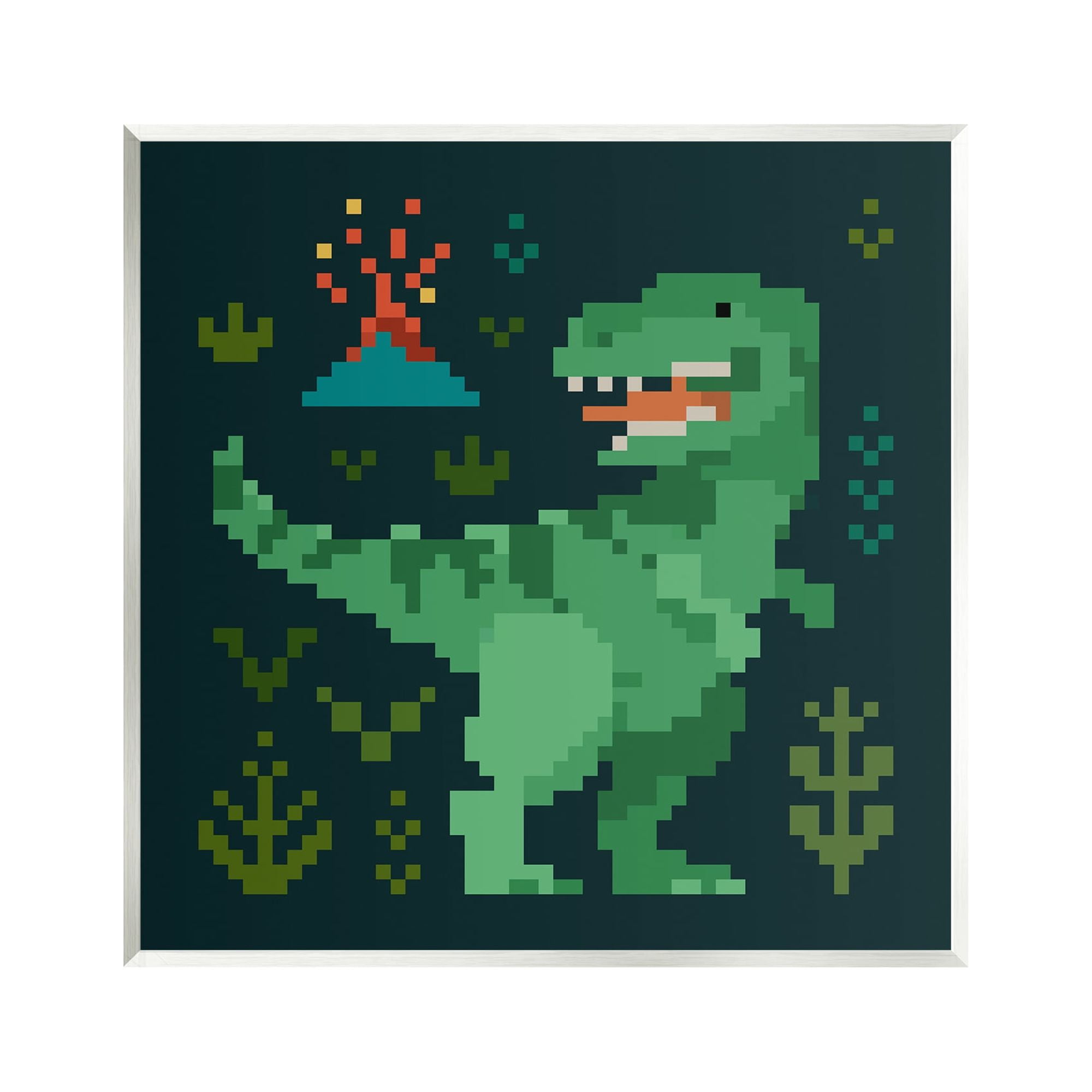 Stupell Industries Pixel Style Dinosaur Animals & Insects Painting Unframed Art Print Wall Art, 12 x 12