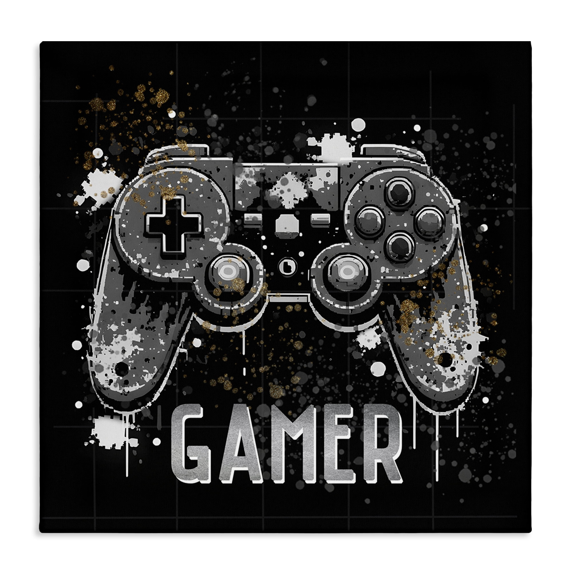 Stupell Industries Pixel Style Gamer Entertainment Painting Wrapped Canvas Art Print Wall Art, 17 x 17
